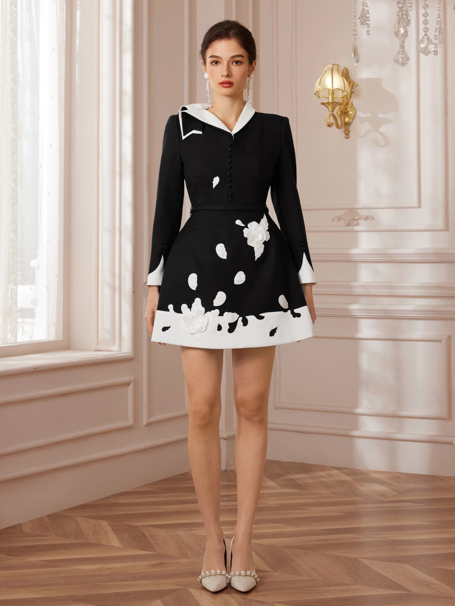 Appliqué Monochrome Midi Dress|NOOSGOP