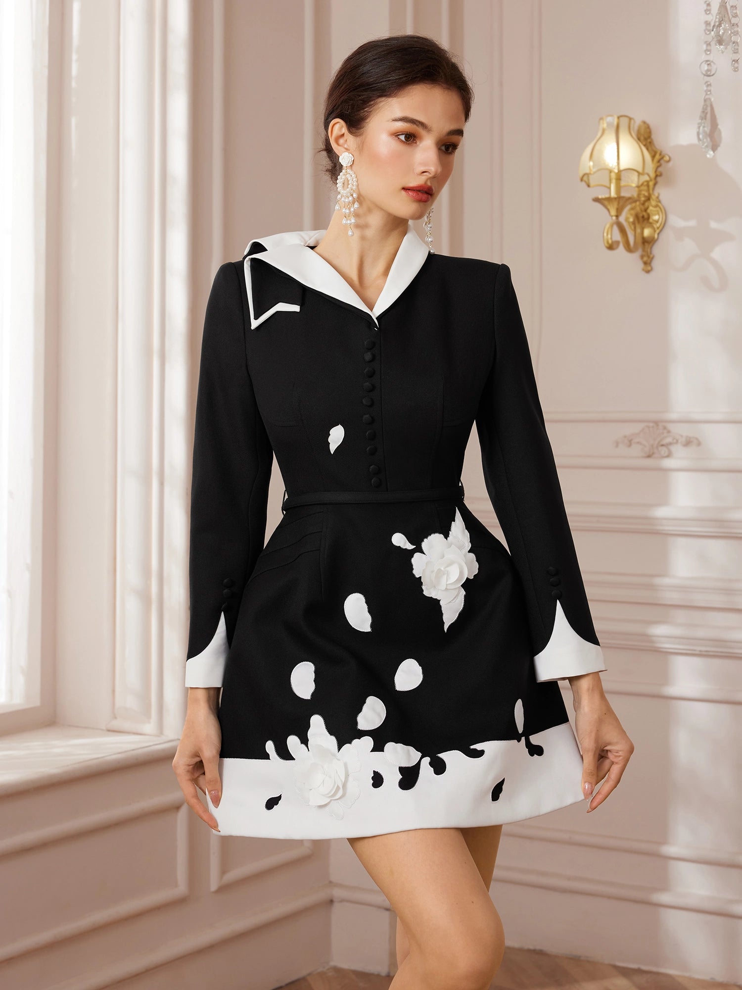 Appliqué Monochrome Midi Dress|NOOSGOP