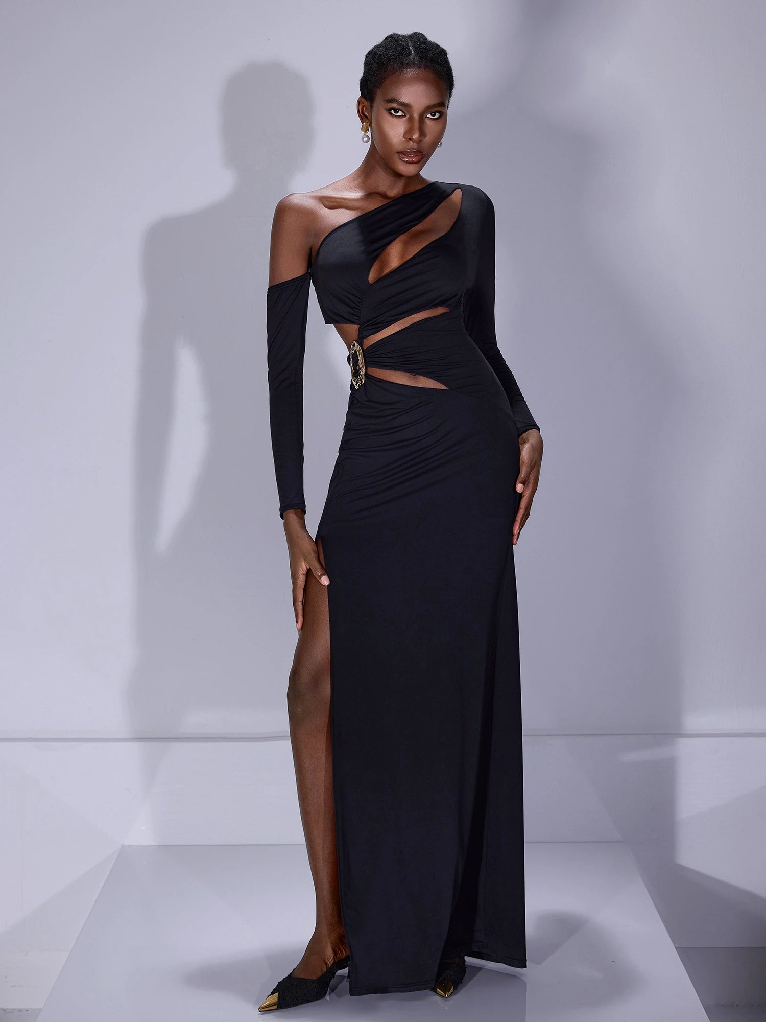 Asymmetric Cut-Out Maxi Dress|NOOSGOP