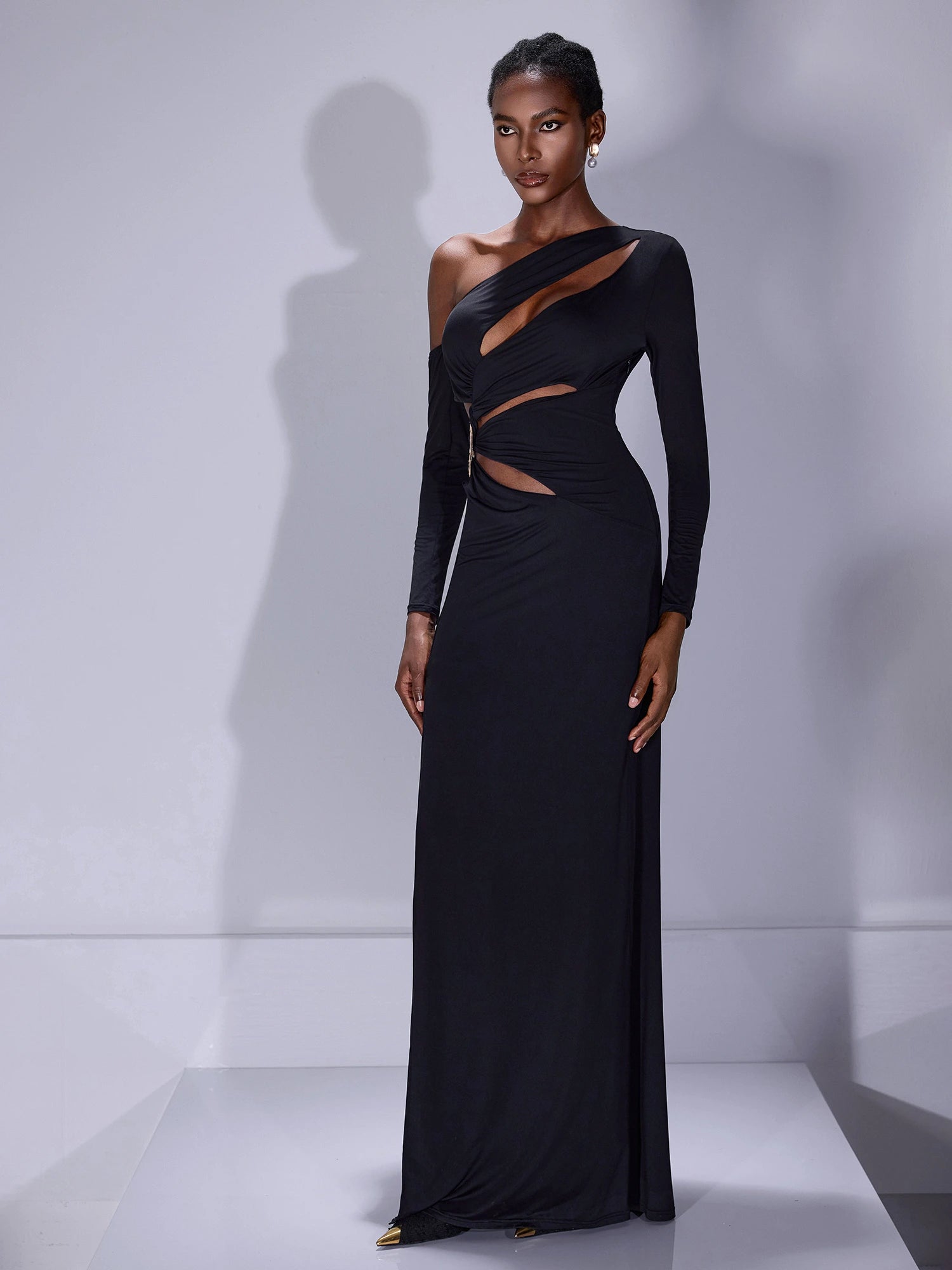 Asymmetric Cut-Out Maxi Dress|NOOSGOP