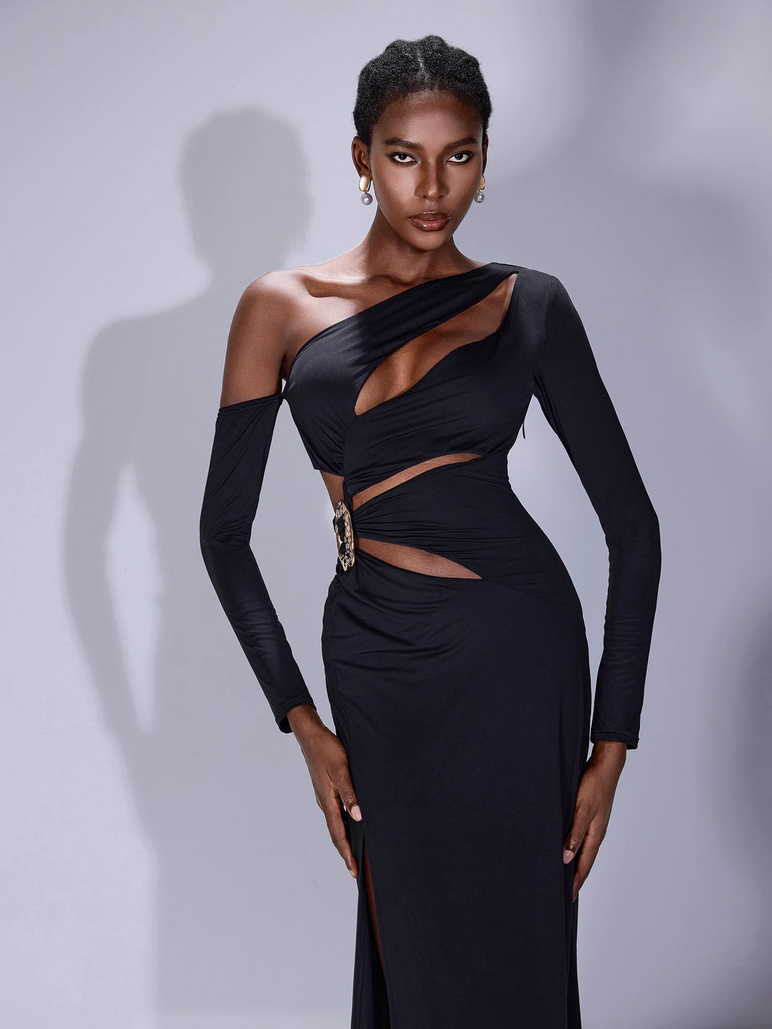 Asymmetric Cut-Out Maxi Dress|NOOSGOP