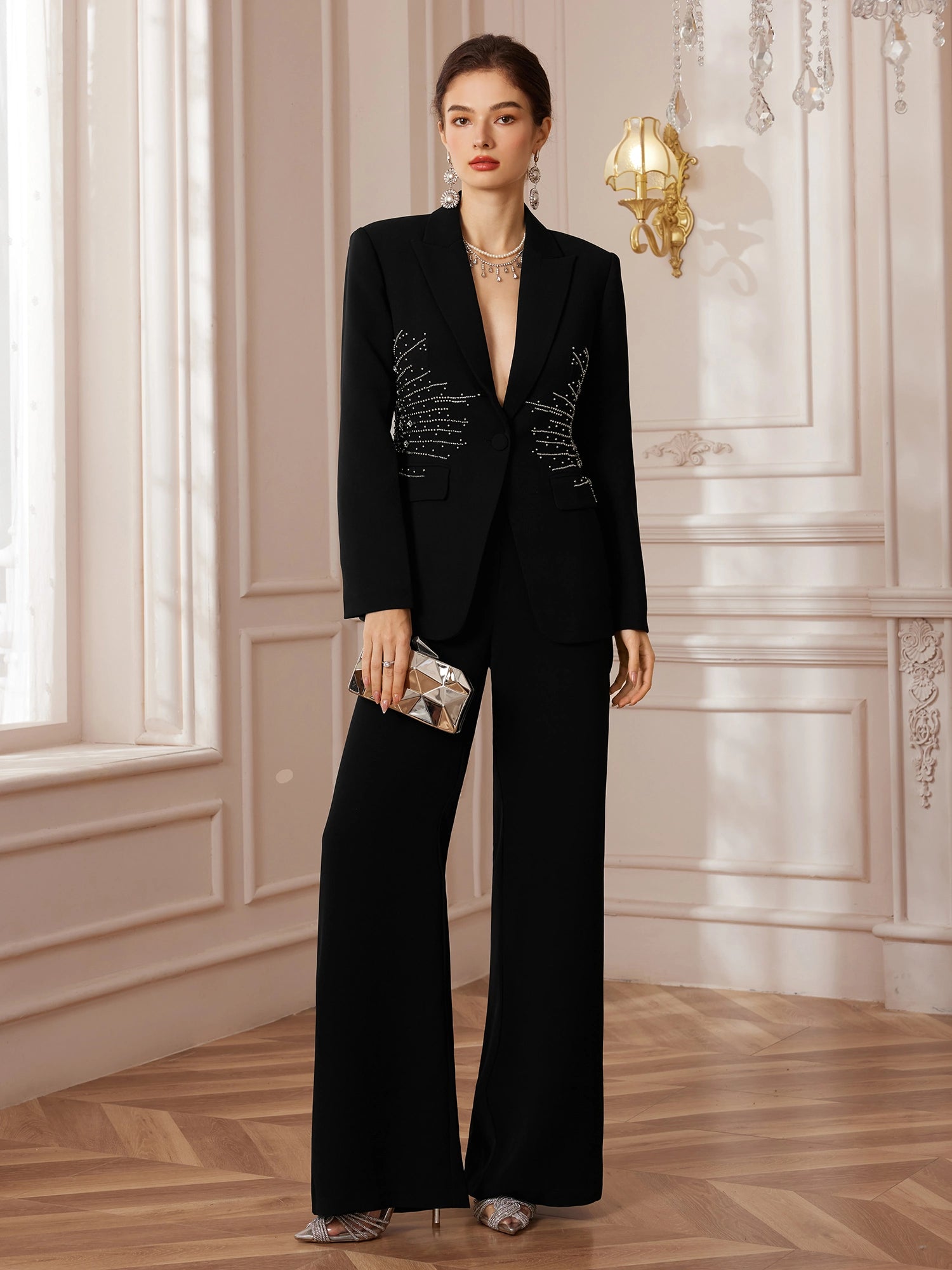 Beaded Blazer & Pant Set|NOOSGOP