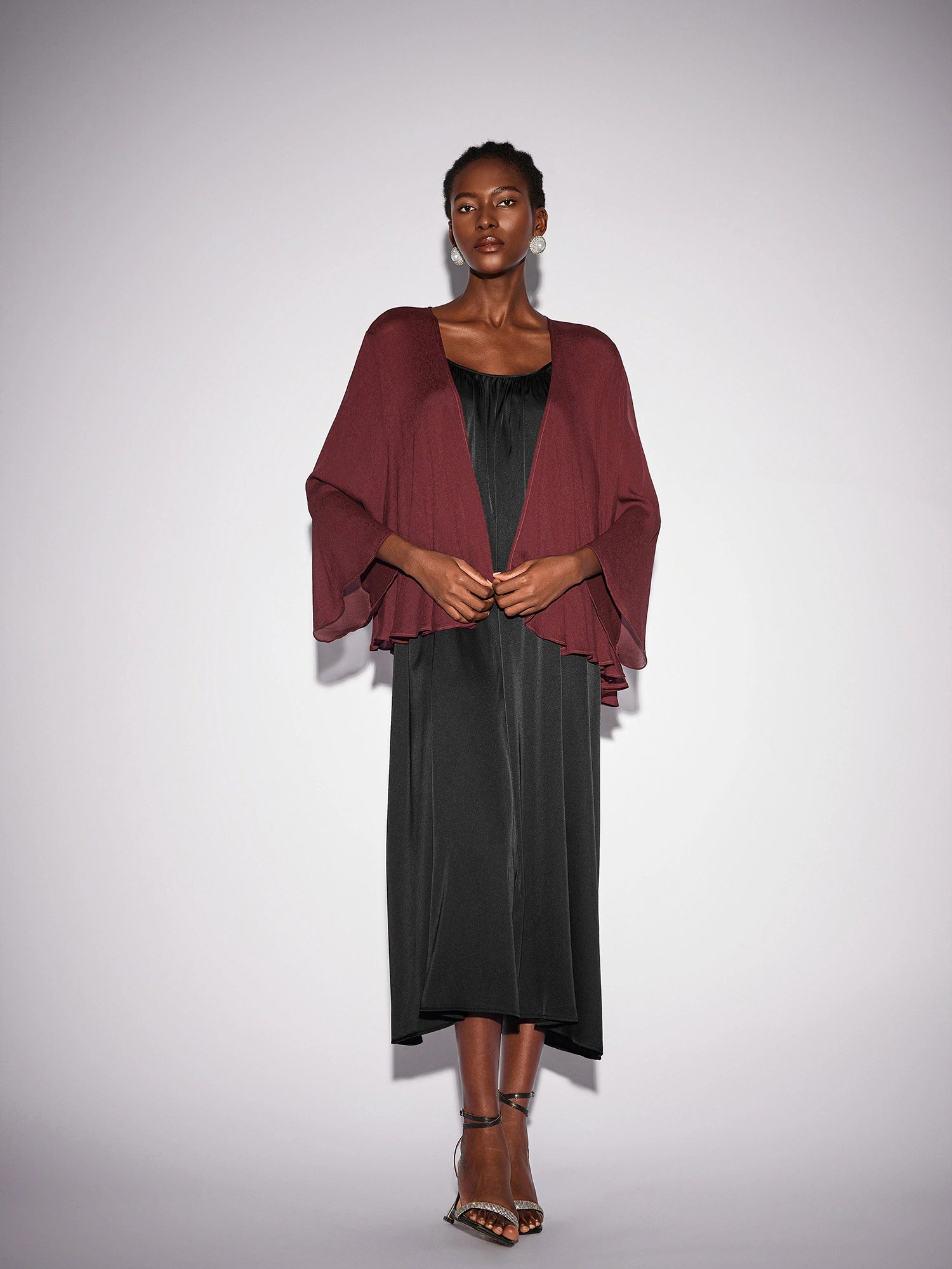 Black Inner Maxi Dress with Mesh Outerwear|NOOSGOP