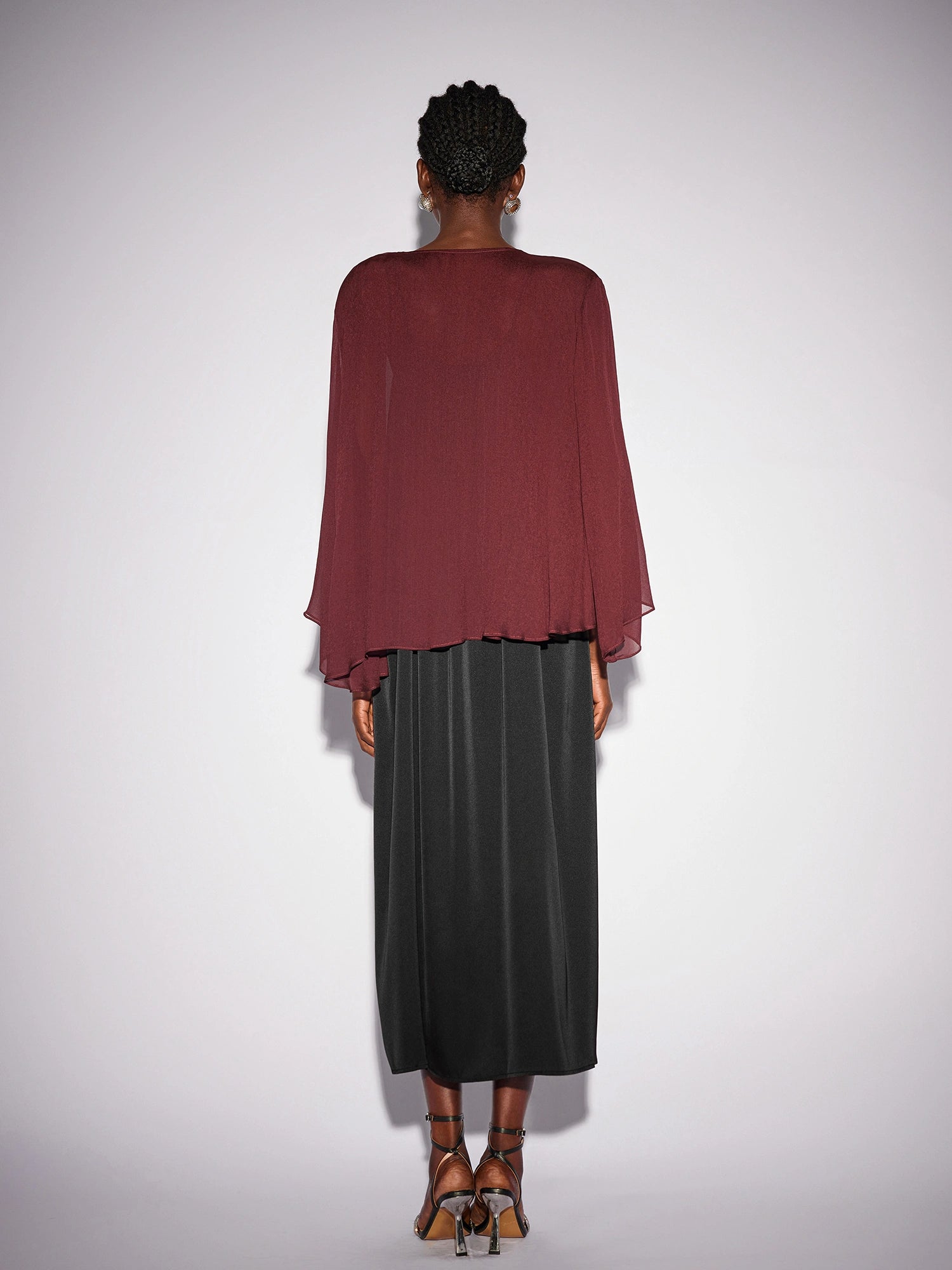 Black Inner Maxi Dress with Mesh Outerwear|NOOSGOP