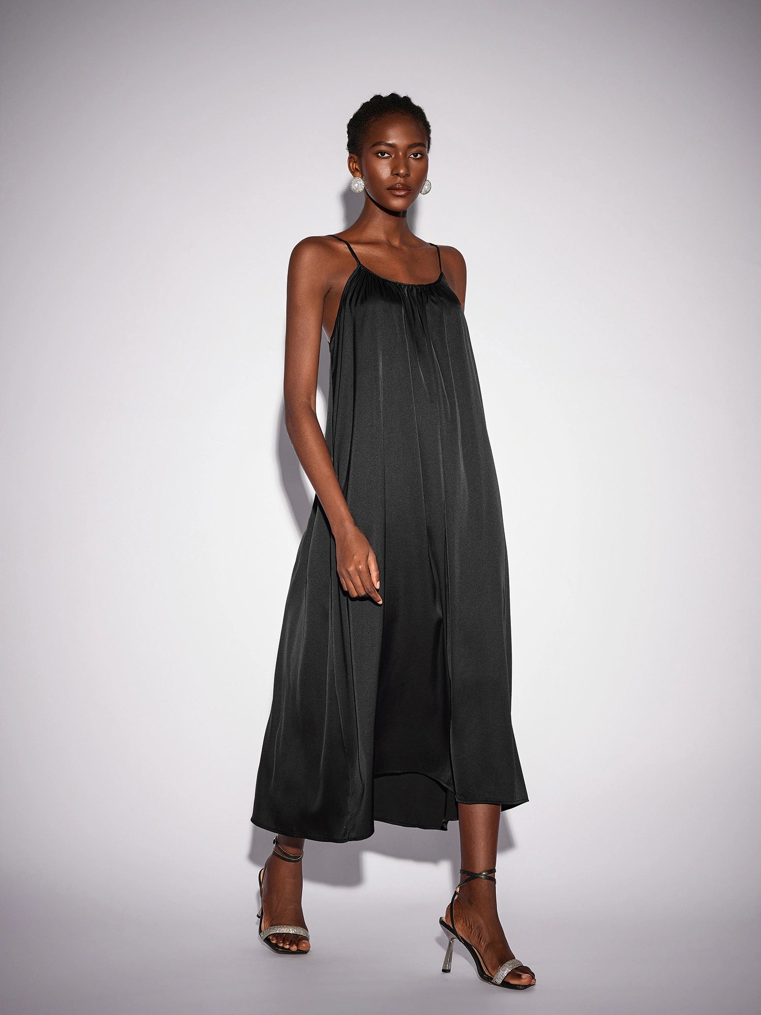 Black Inner Maxi Dress with Mesh Outerwear|NOOSGOP