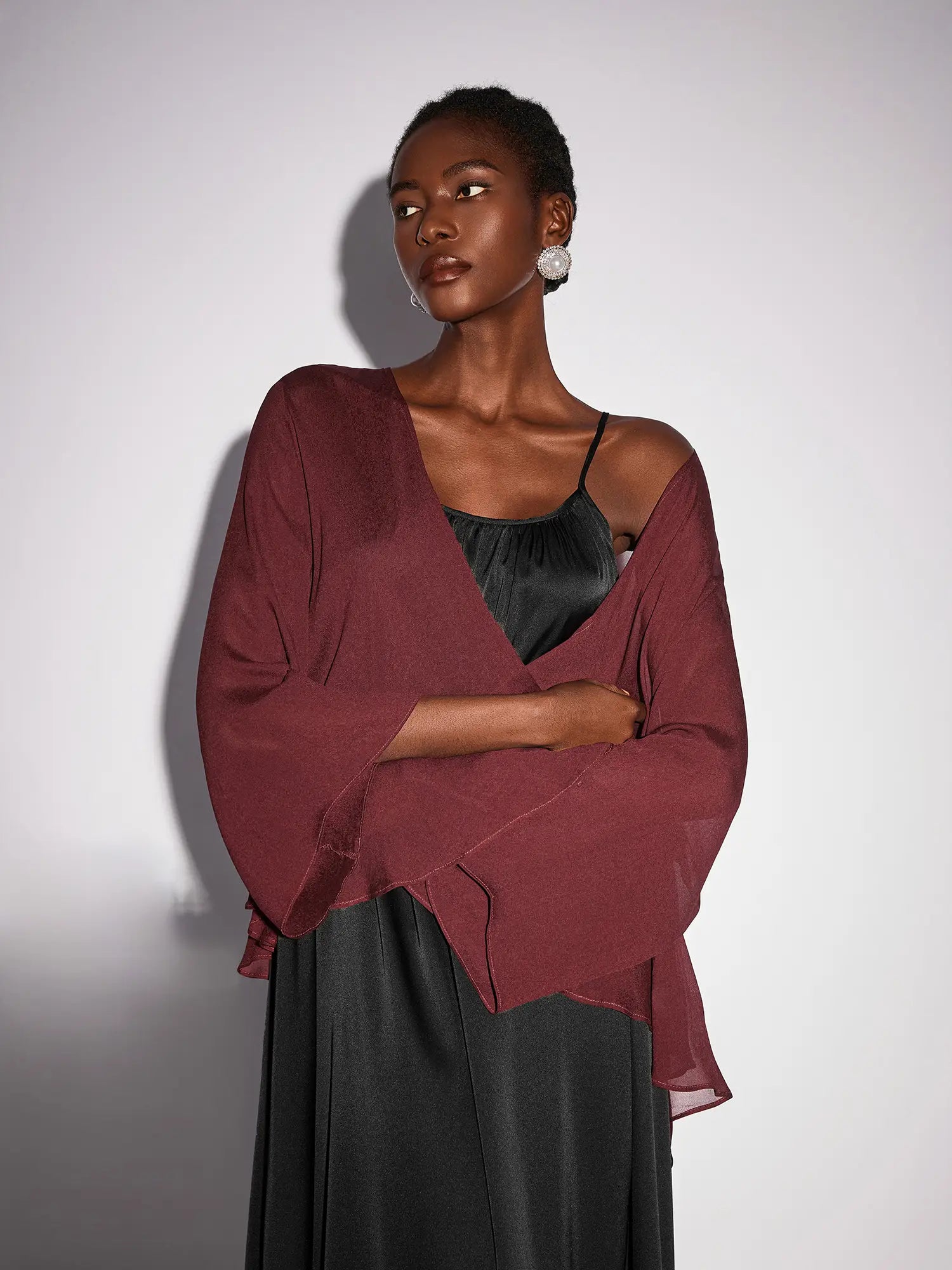 Black Inner Maxi Dress with Mesh Outerwear|NOOSGOP