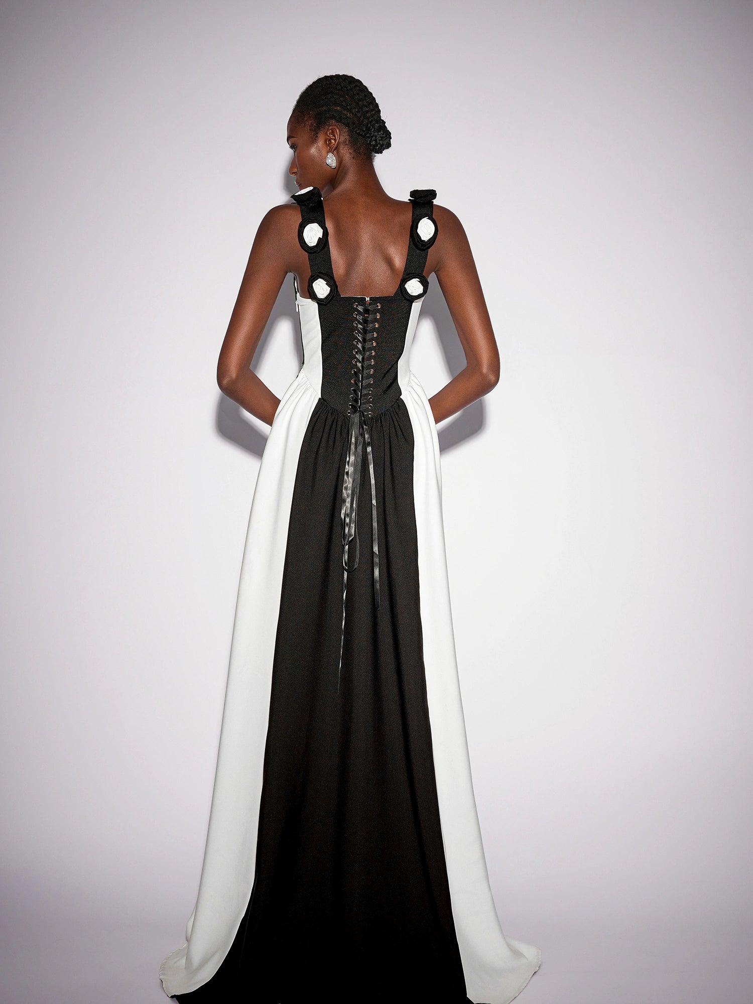 Black and White Stripe Floral Maxi Dress|NOOSGOP