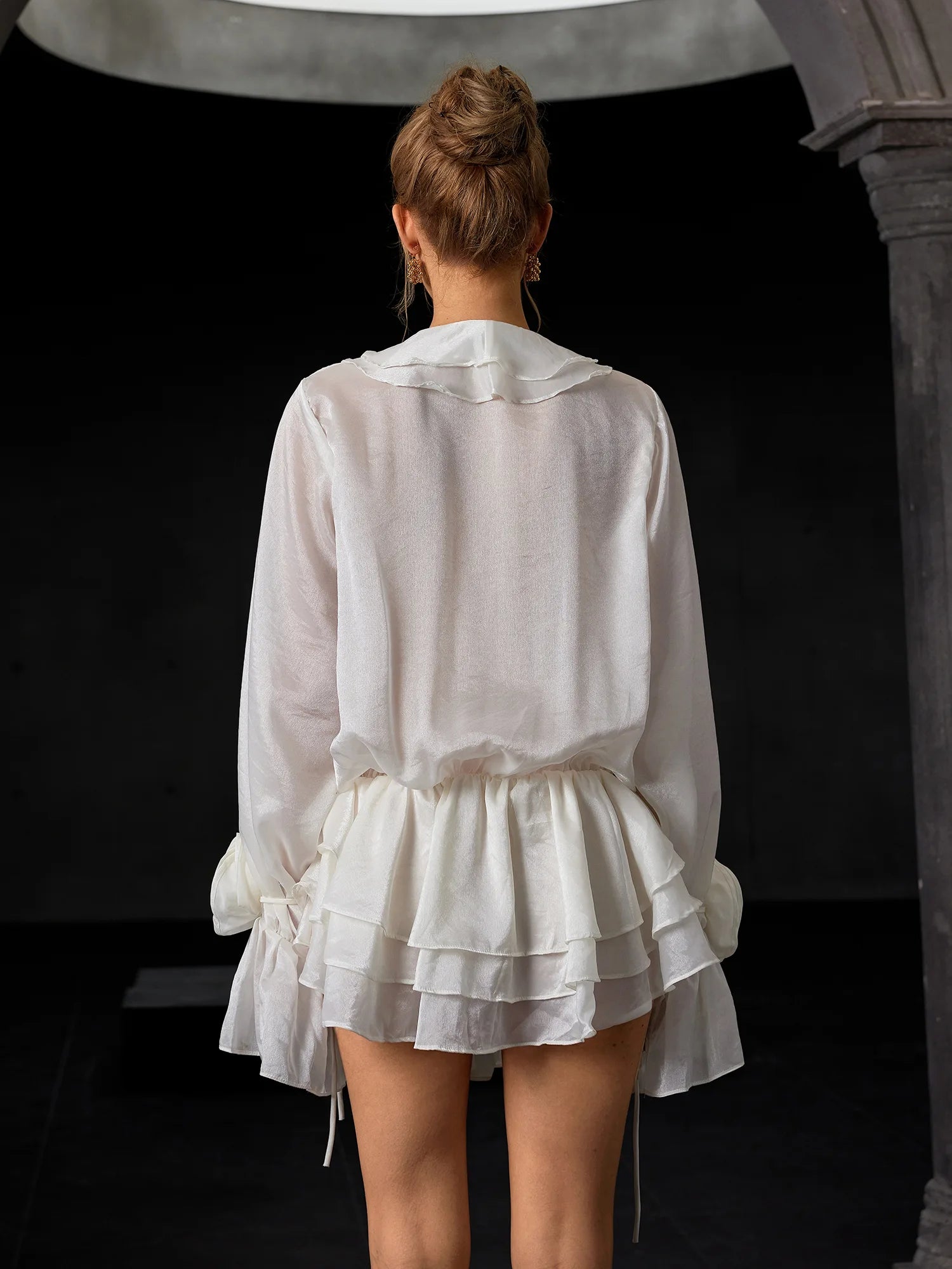 Bloom-Panelled Lantern-Sleeve Mini Dress|NOOSGOP