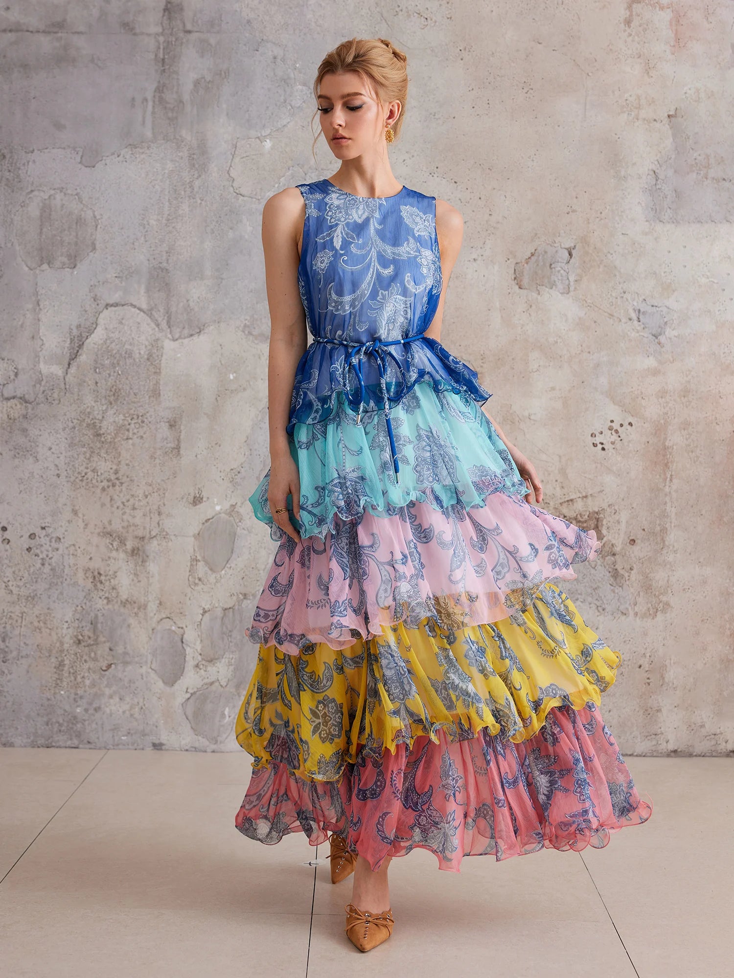 Bohemian Color-Block Tiered Maxi Dress|NOOSGOP