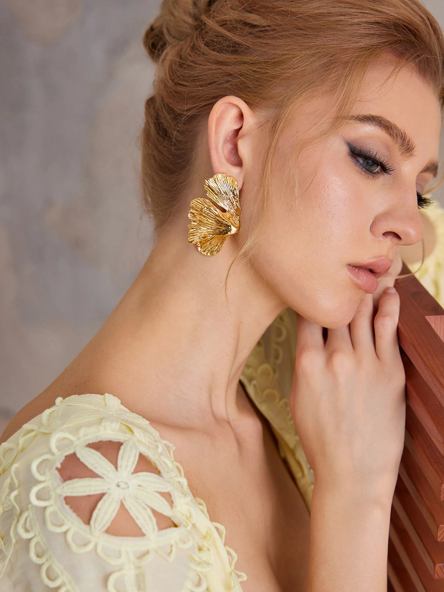 Chunky Ginkgo Leaf Dangle Earrings|NOOSGOP
