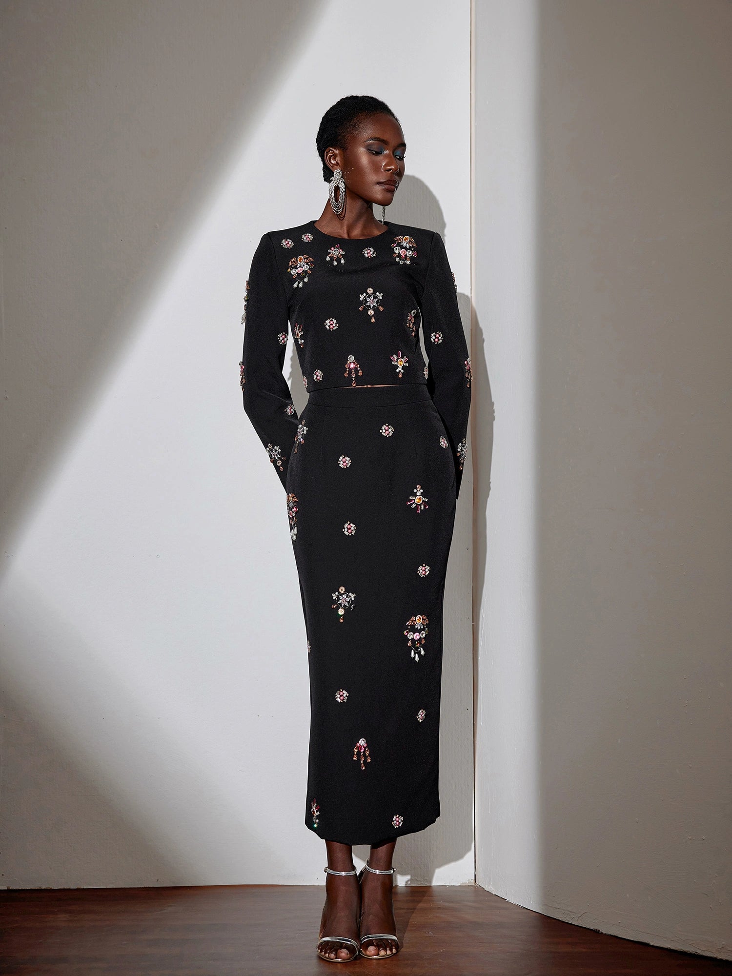 Colorful Floral Rhinestone Two-Piece Set|NOOSGOP