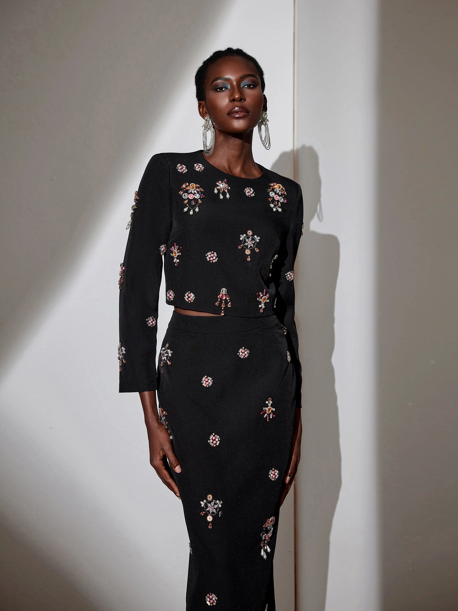 Colorful Floral Rhinestone Two-Piece Set|NOOSGOP