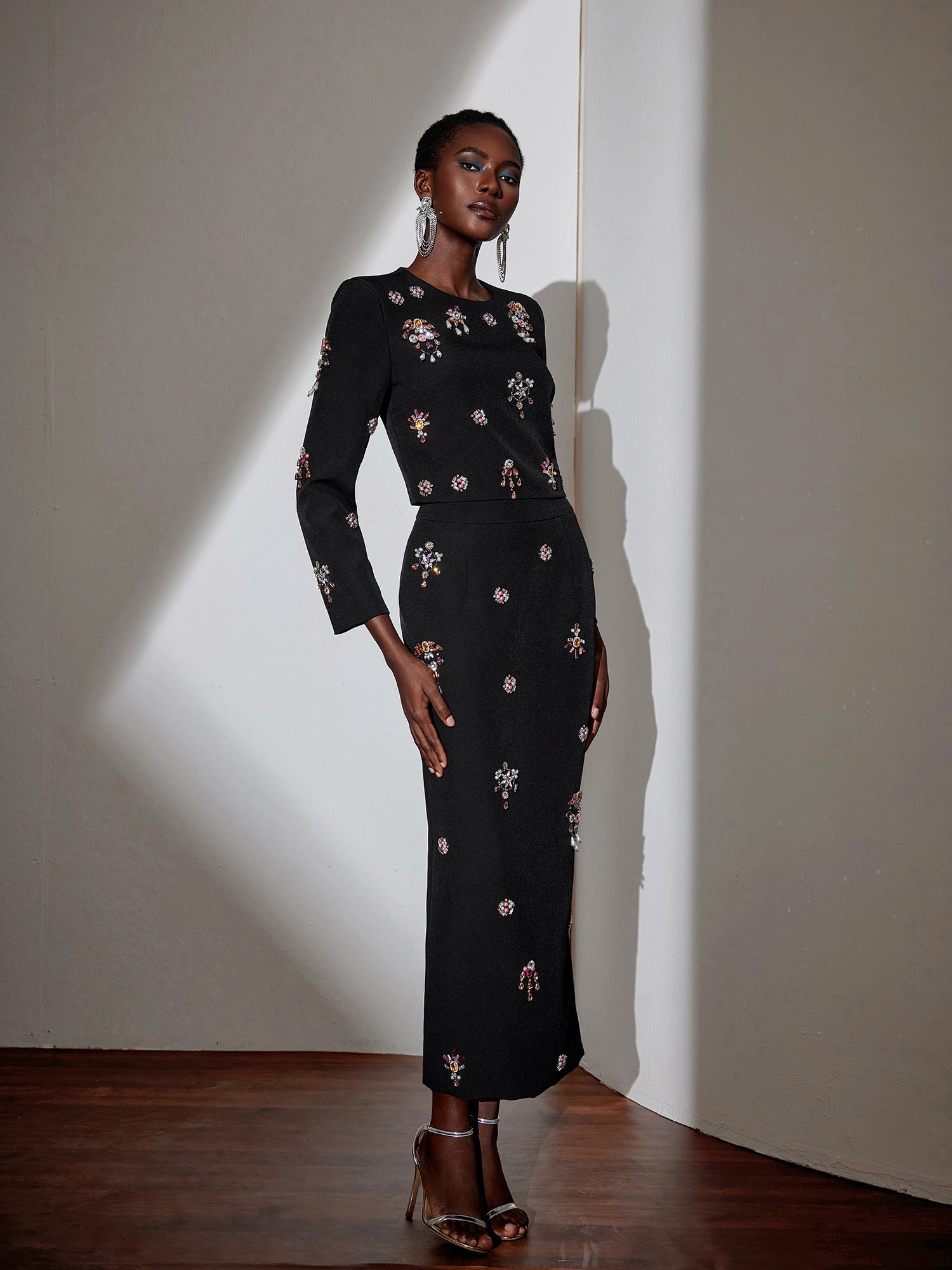 Colorful Floral Rhinestone Two-Piece Set|NOOSGOP