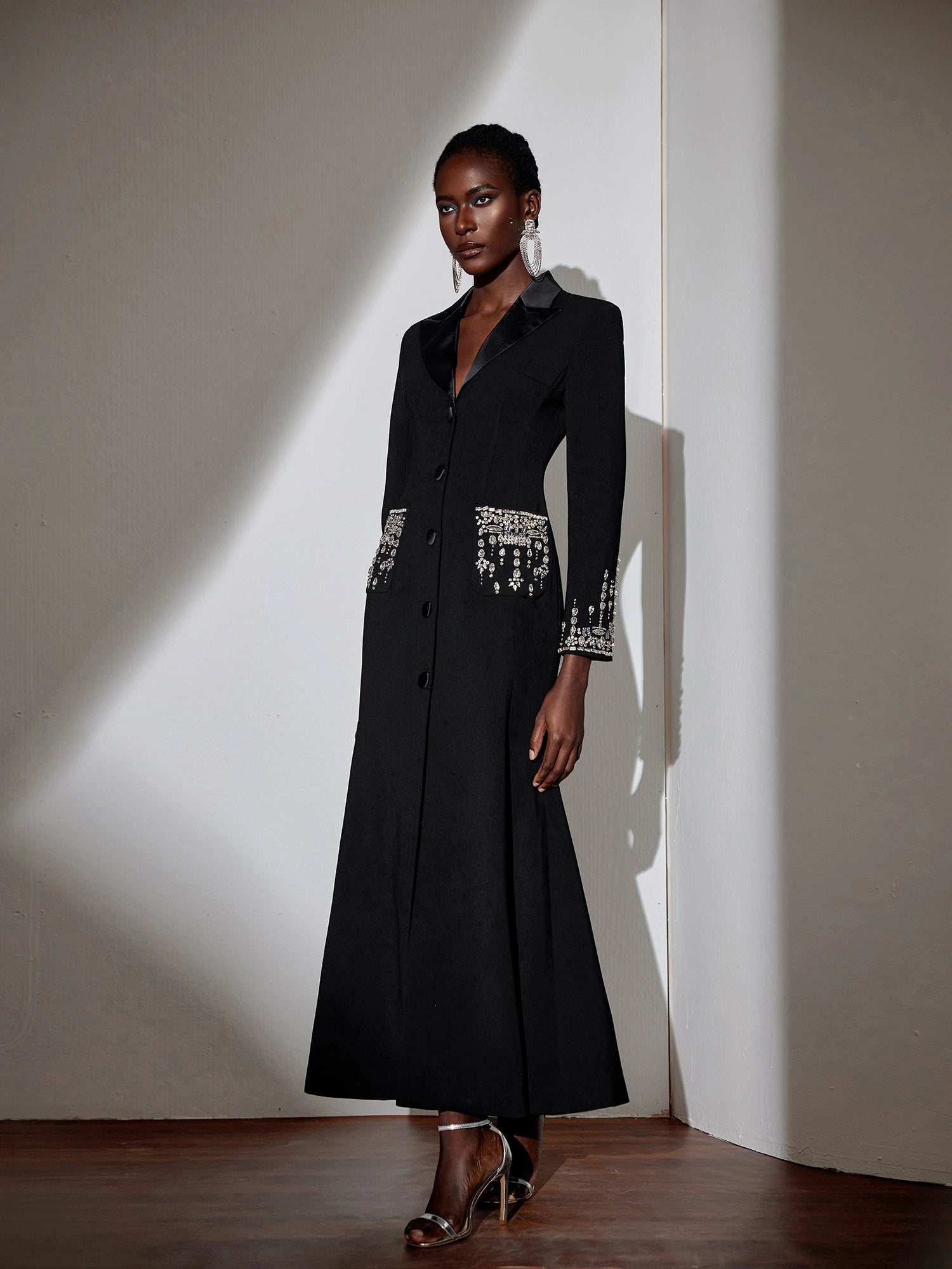 Embellished V-Neck Bodycon Maxi Dress|NOOSGOP