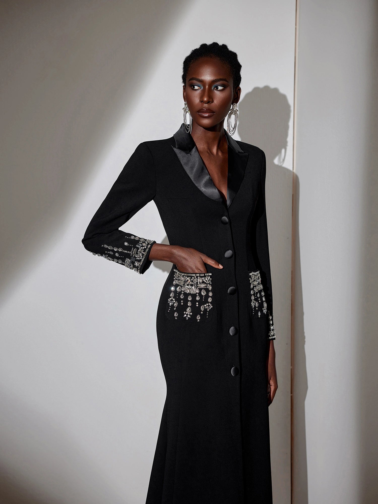 Embellished V-Neck Bodycon Maxi Dress|NOOSGOP