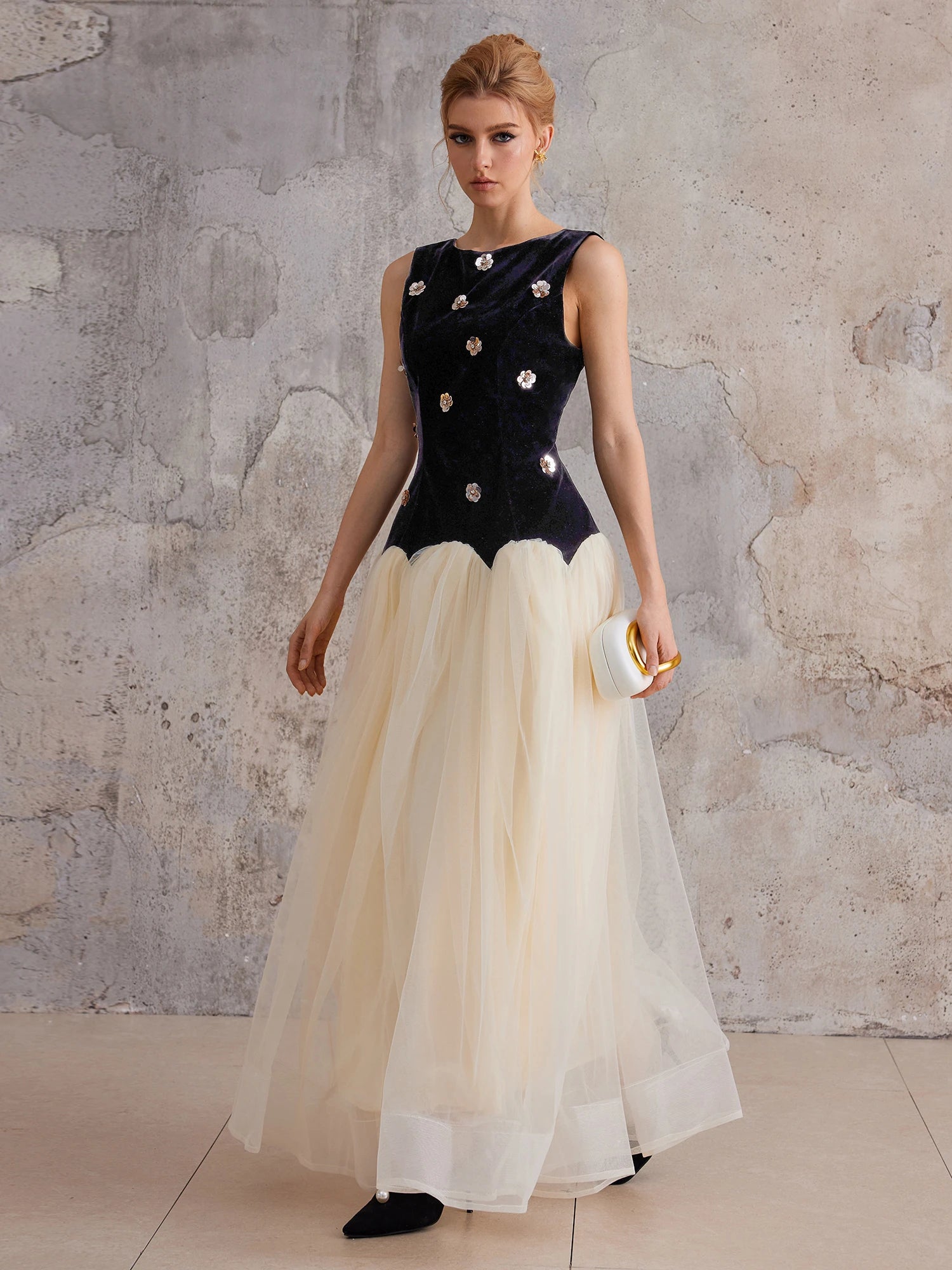 Empire-Waist Sleeveless Midi Dress|NOOSGOP