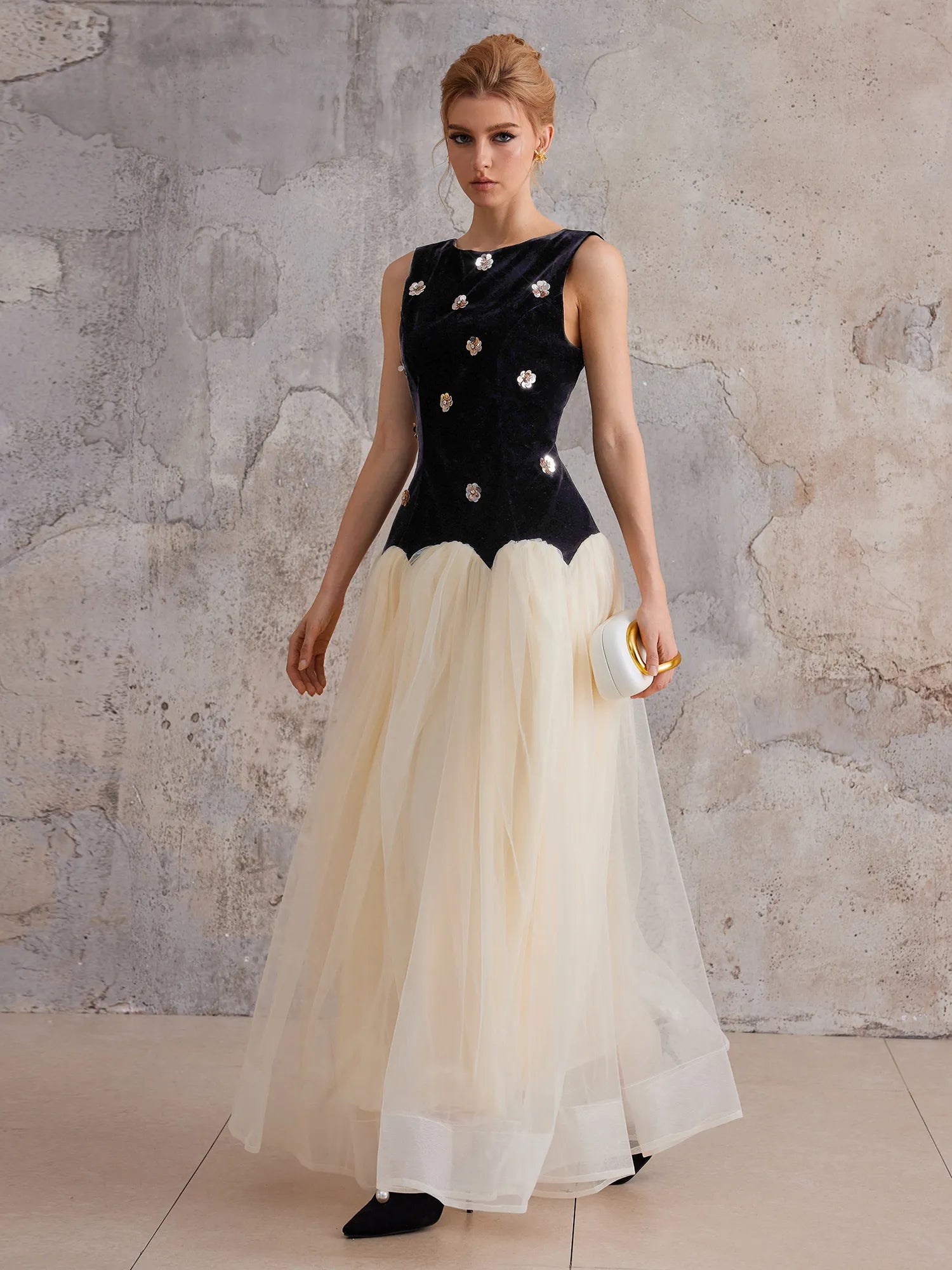 Empire-Waist Sleeveless Midi Dress|NOOSGOP