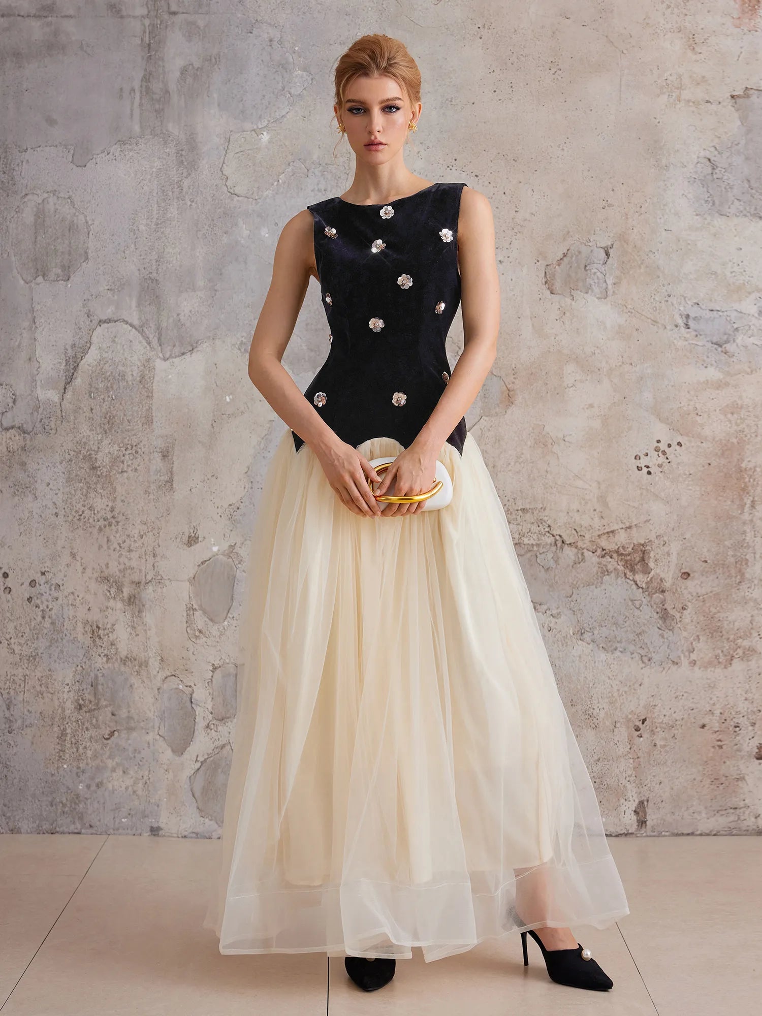 Empire-Waist Sleeveless Midi Dress|NOOSGOP