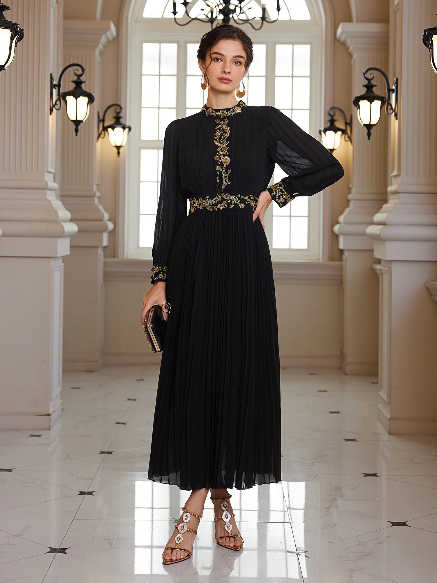 Fitted Waist Beaded Midi Dress|NOOSGOP