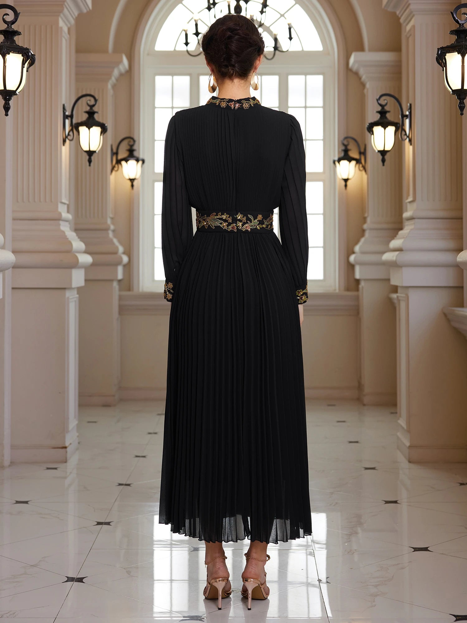 Fitted Waist Beaded Midi Dress|NOOSGOP