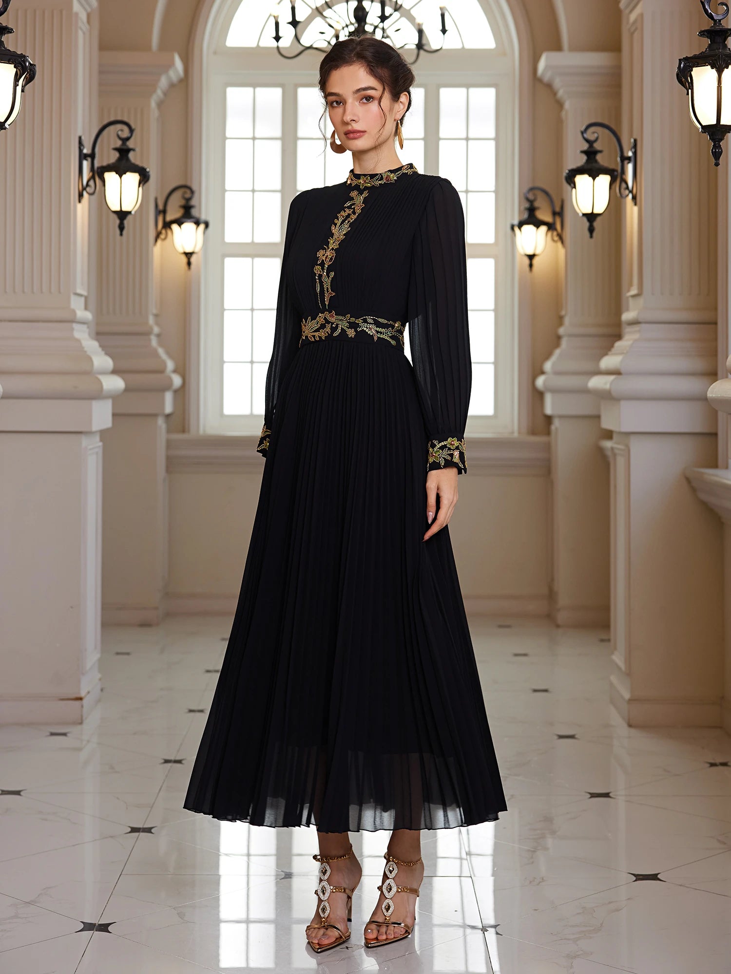 Fitted Waist Beaded Midi Dress|NOOSGOP