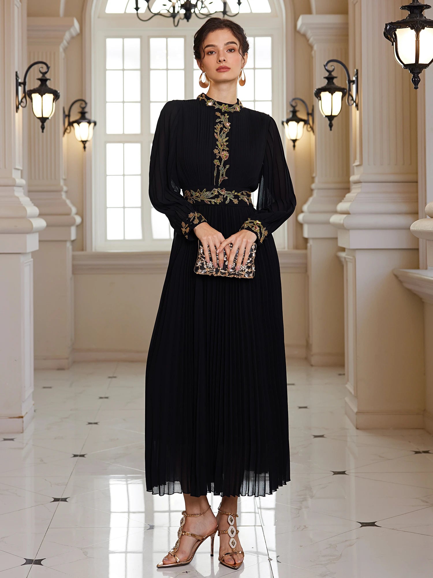 Fitted Waist Beaded Midi Dress|NOOSGOP