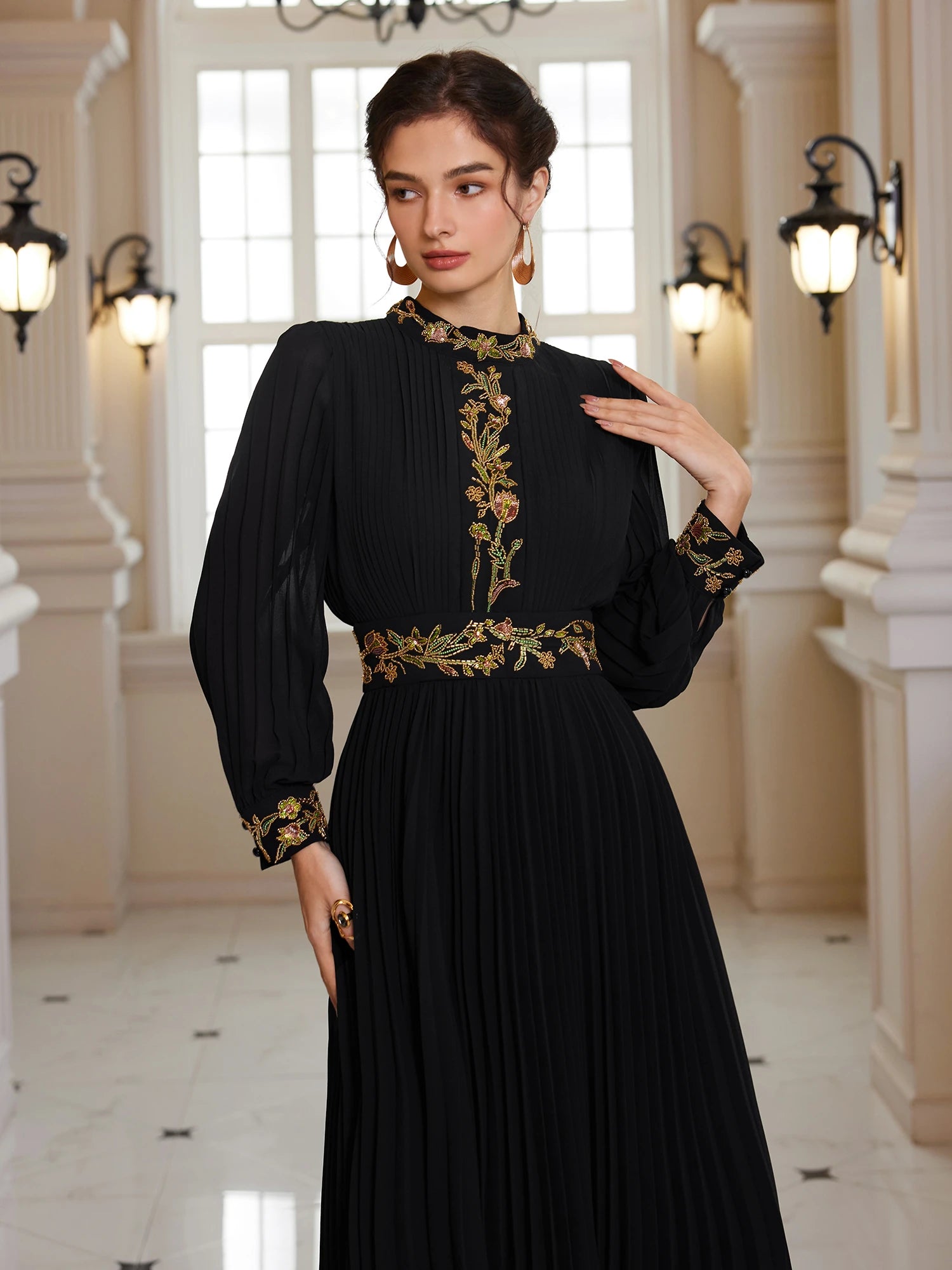 Fitted Waist Beaded Midi Dress|NOOSGOP