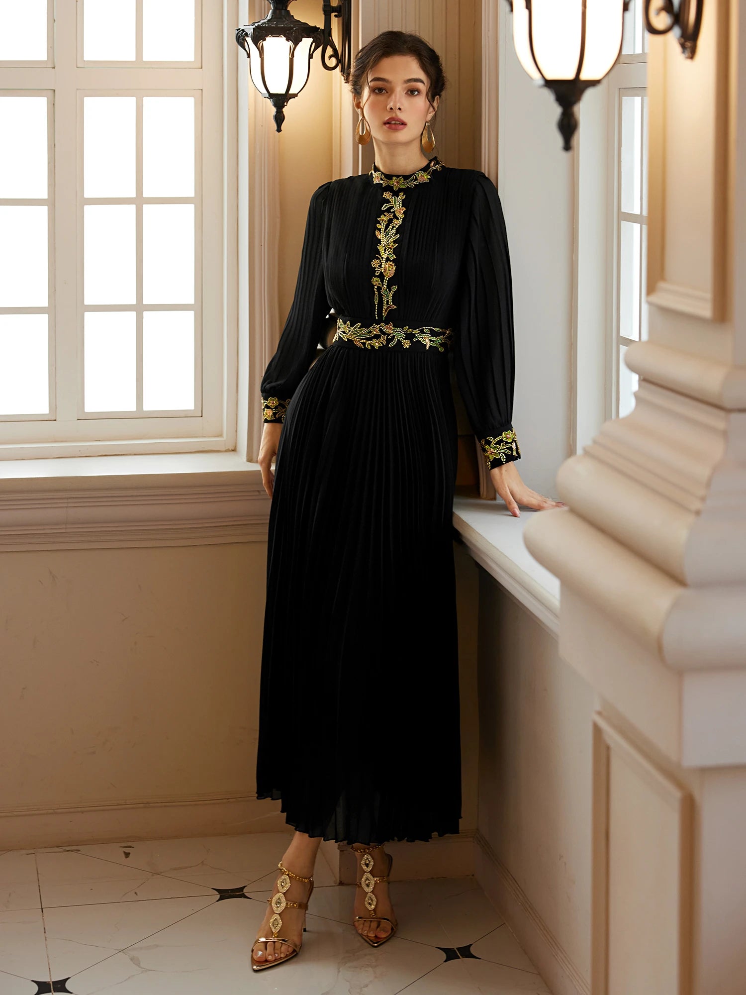 Fitted Waist Beaded Midi Dress|NOOSGOP