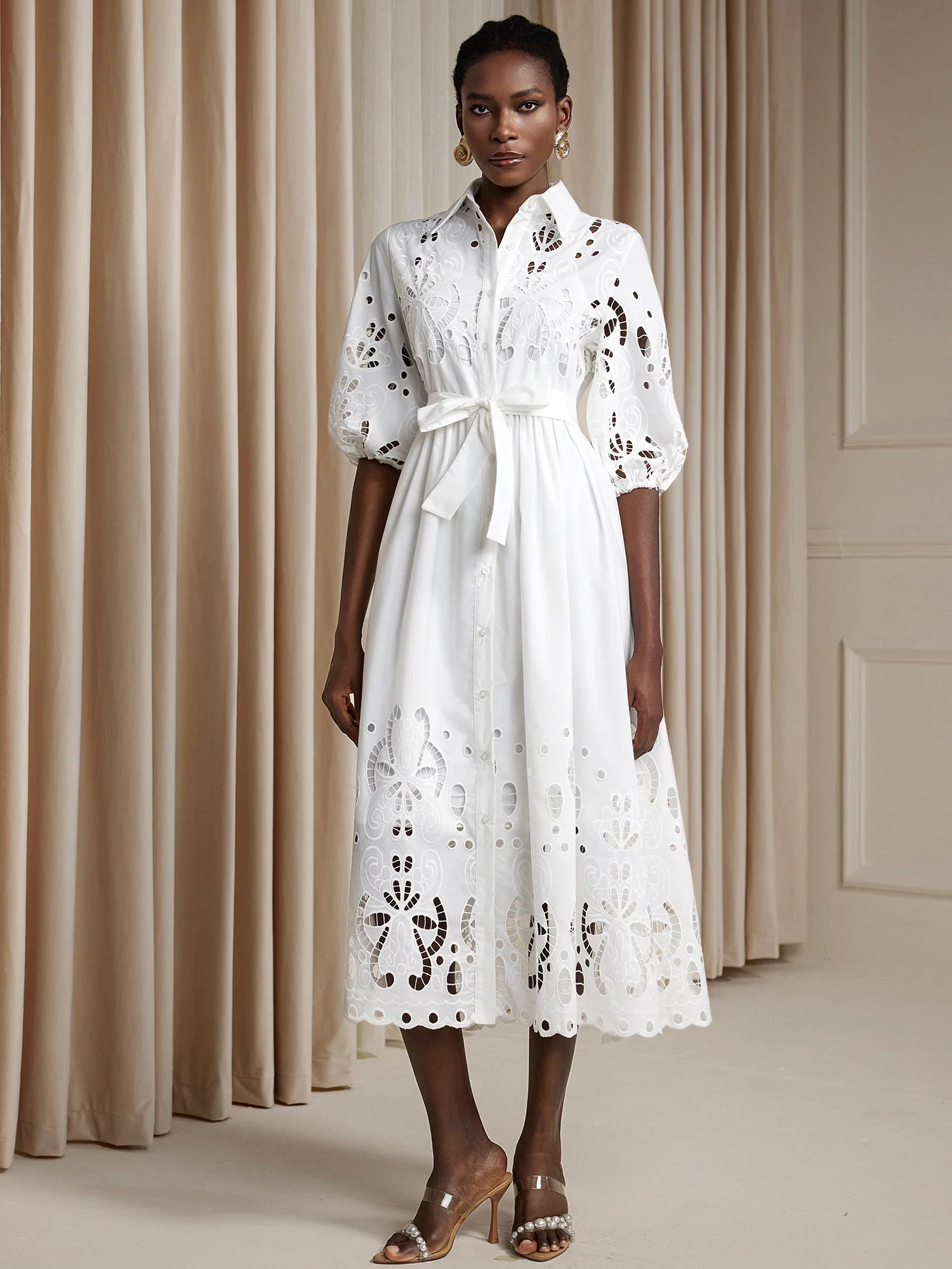 Floral Cut-Out Tie-Up Midi Dress|NOOSGOP