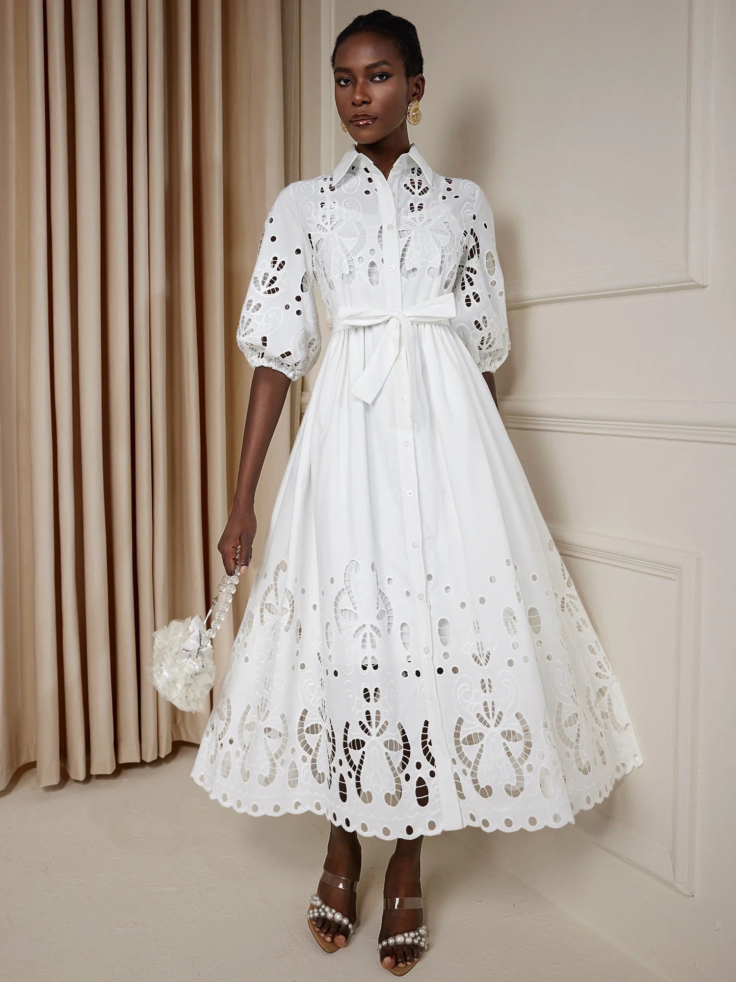 Floral Cut-Out Tie-Up Midi Dress|NOOSGOP