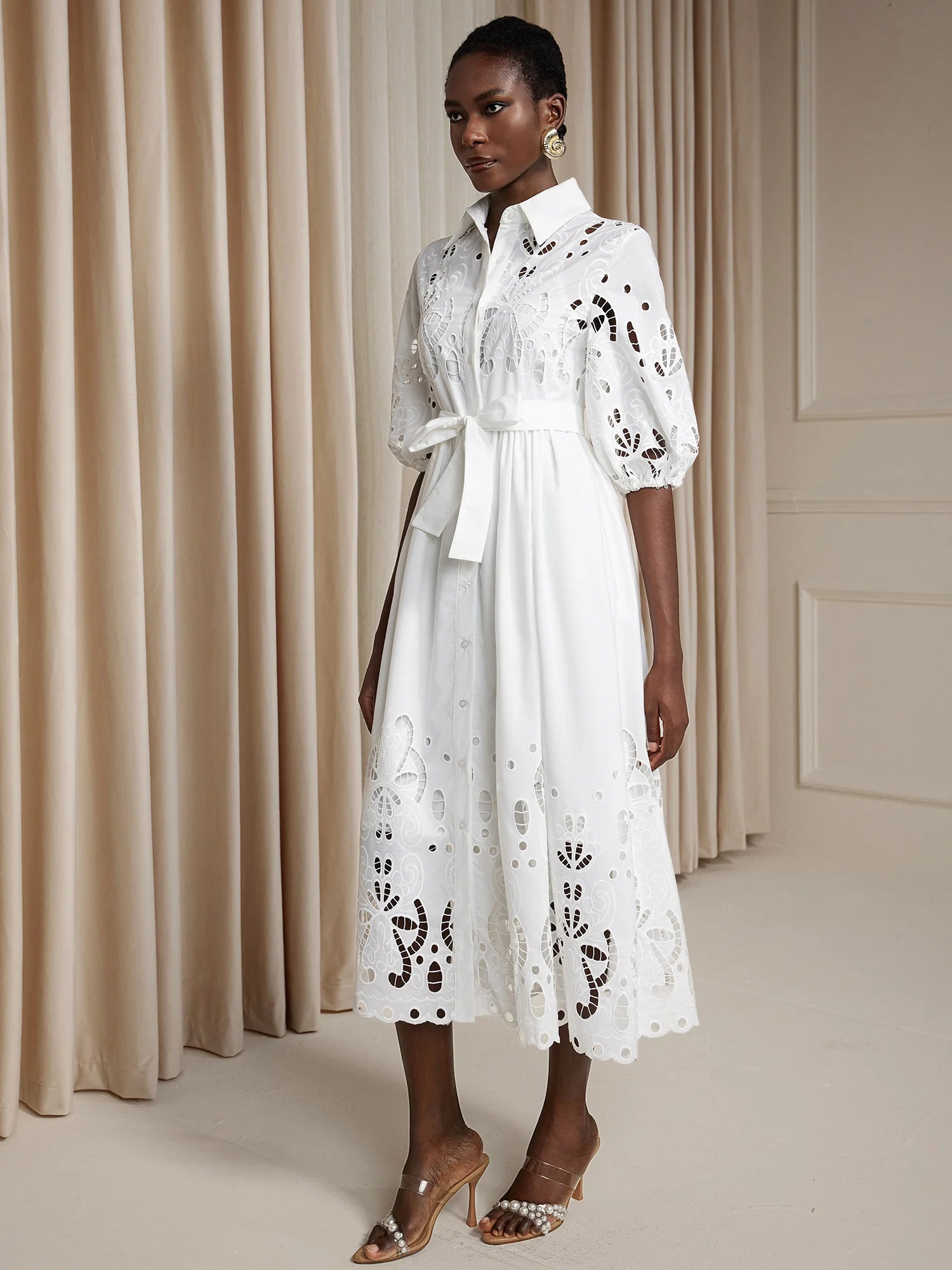 Floral Cut-Out Tie-Up Midi Dress|NOOSGOP