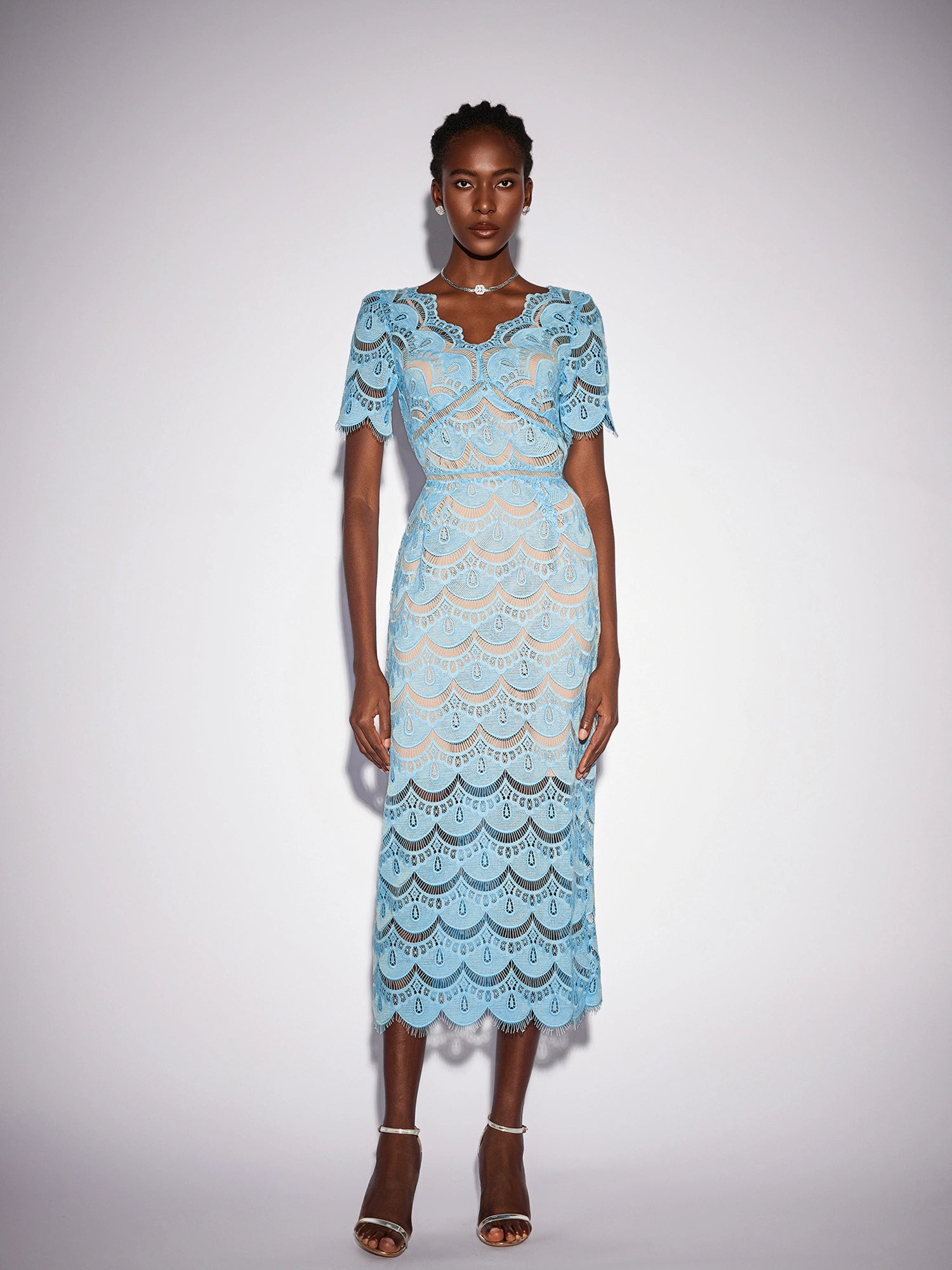 Floral Cutout Detail V-Neck Midi Dress|NOOSGOP