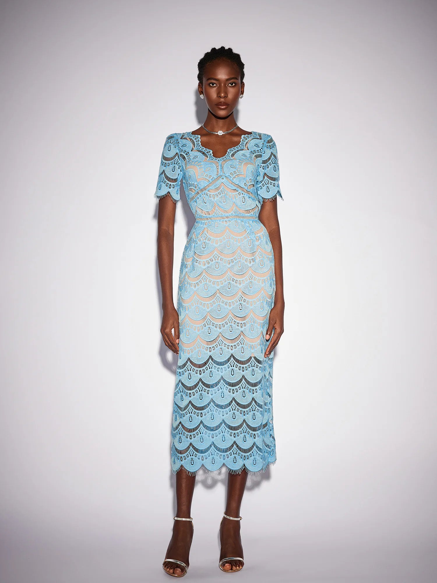 Floral Cutout Detail V-Neck Midi Dress|NOOSGOP