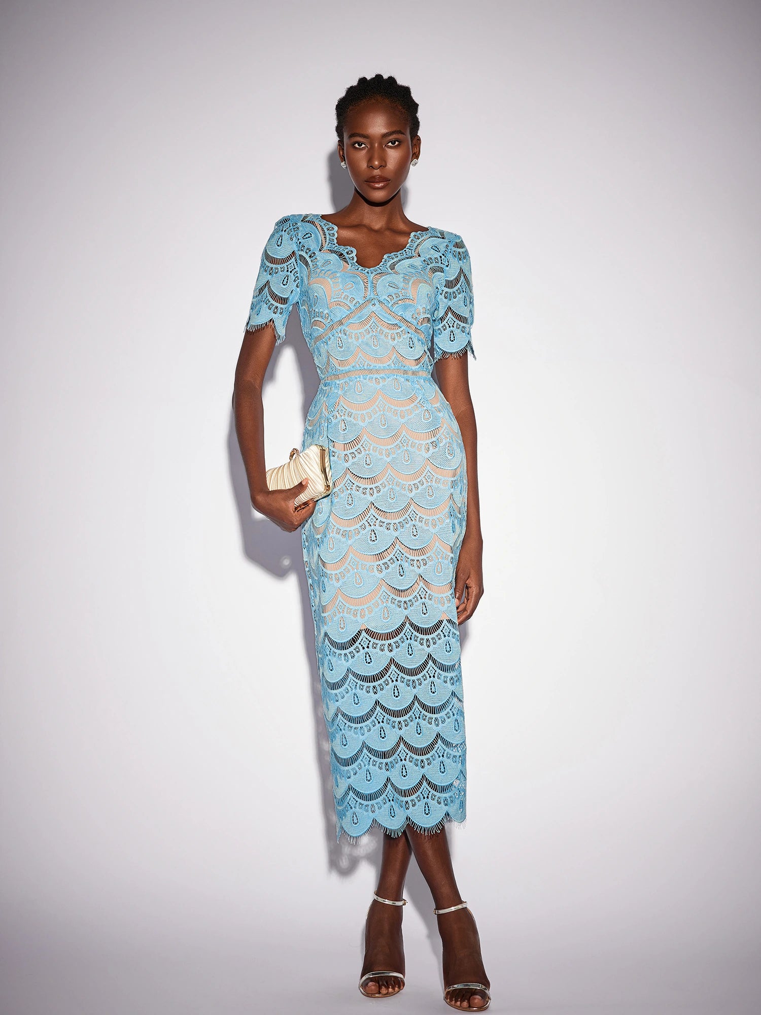 Floral Cutout Detail V-Neck Midi Dress|NOOSGOP