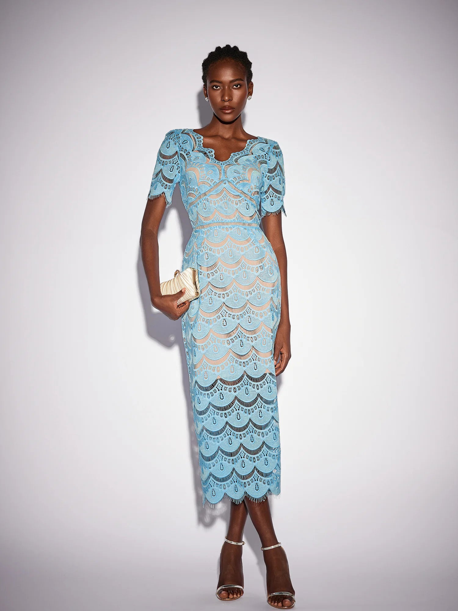 Floral Cutout Detail V-Neck Midi Dress|NOOSGOP