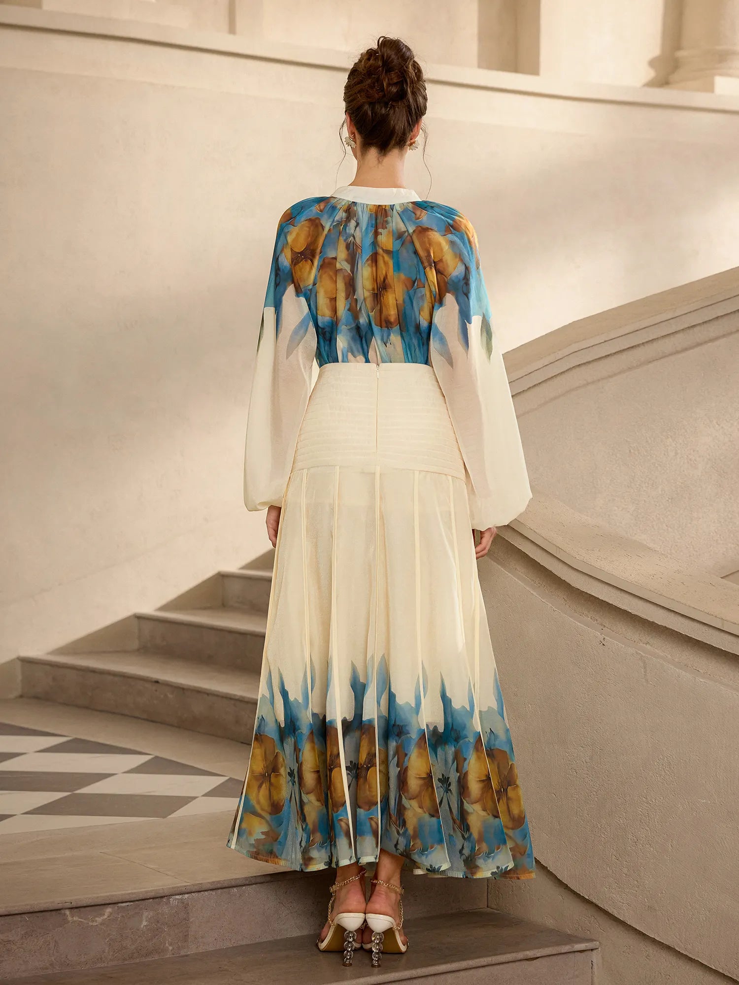 Floral Print Waist Cinched Two Piece Set|NOOSGOP