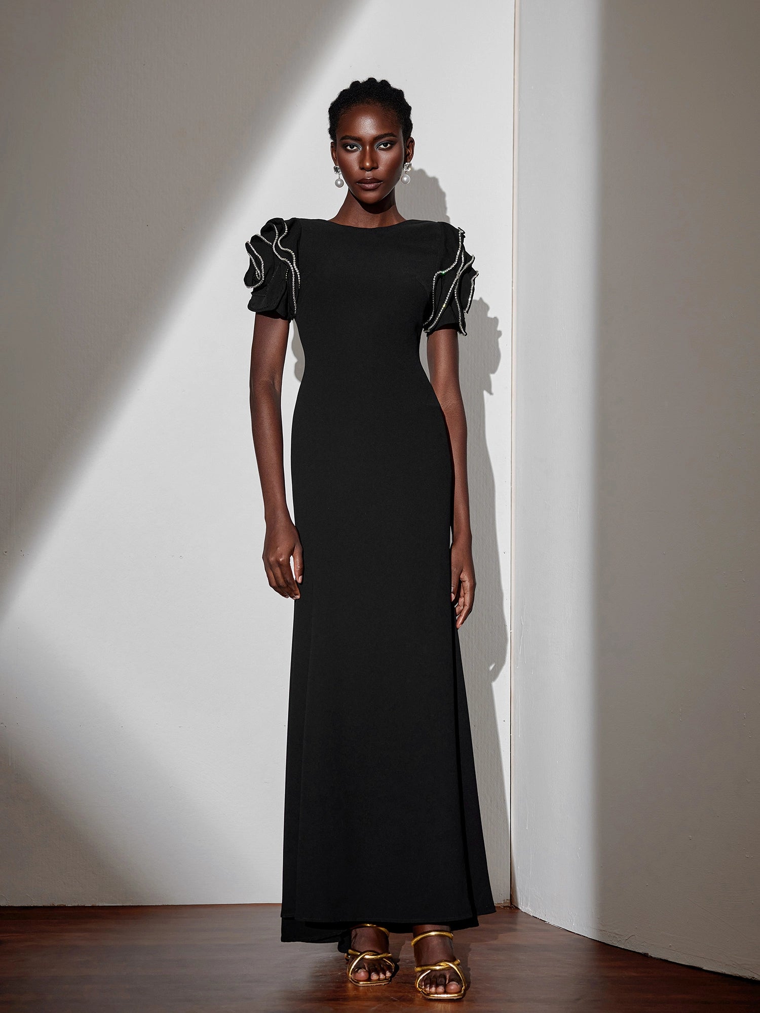 Floral Ruched Short Sleeve Crew Neck Maxi Dress|NOOSGOP