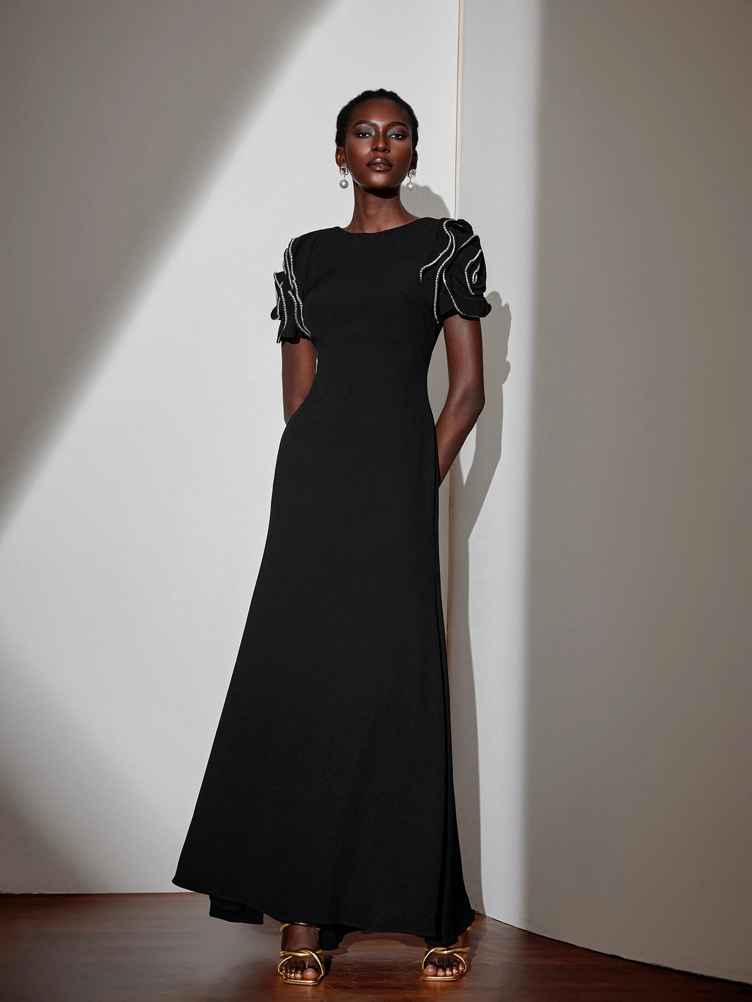 Floral Ruched Short Sleeve Crew Neck Maxi Dress|NOOSGOP