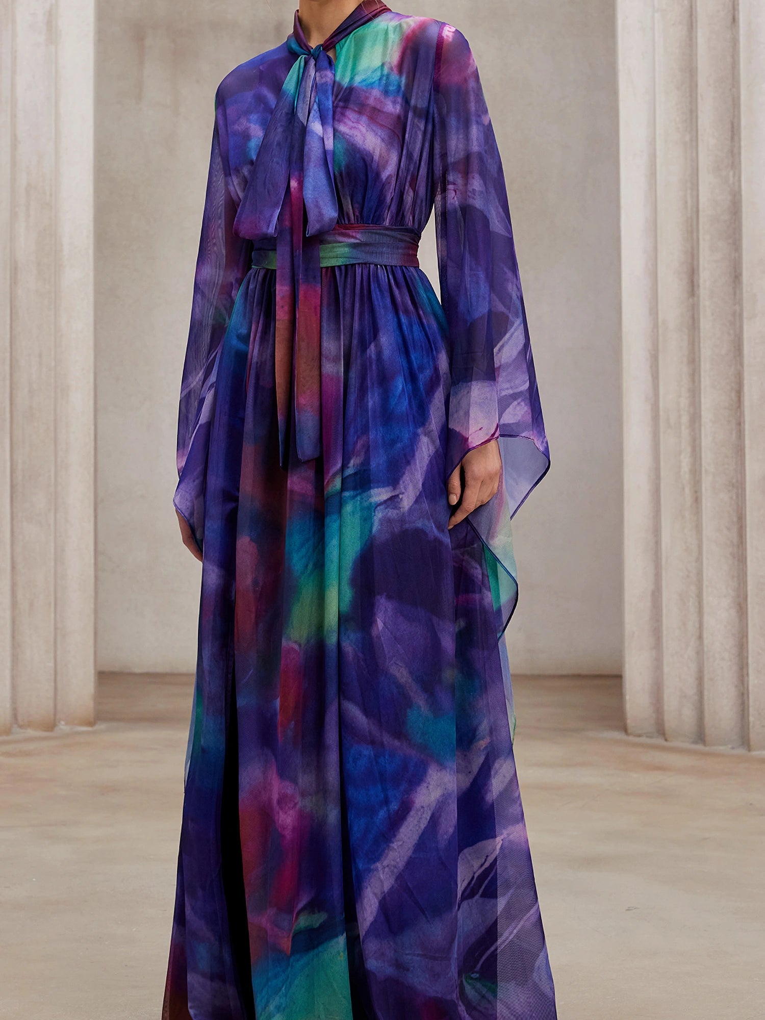 Fluid Flutter-Sleeve Resort Maxi Dress|NOOSGOP