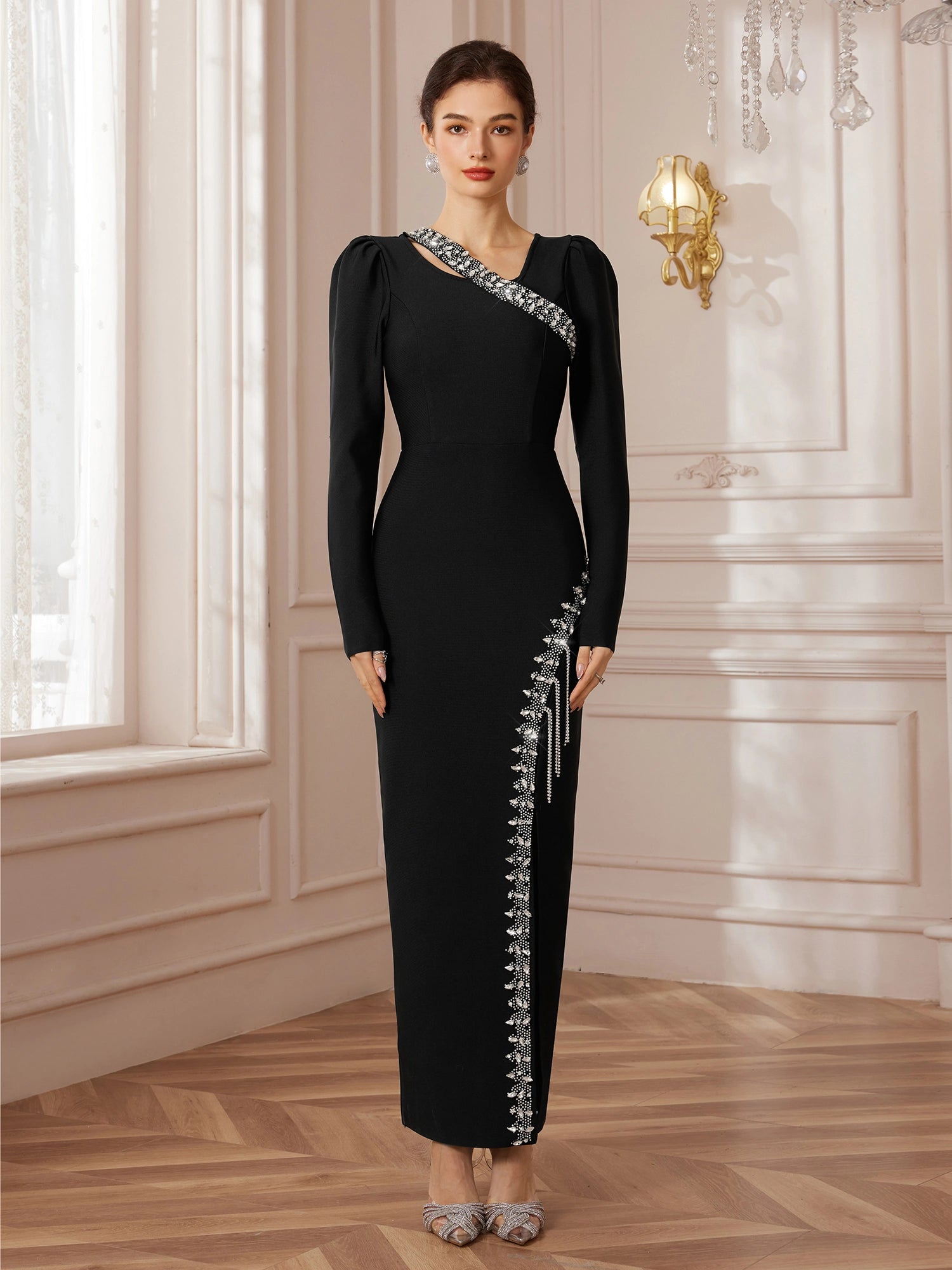 Fringed Studded Bandage Maxi Dress|NOOSGOP