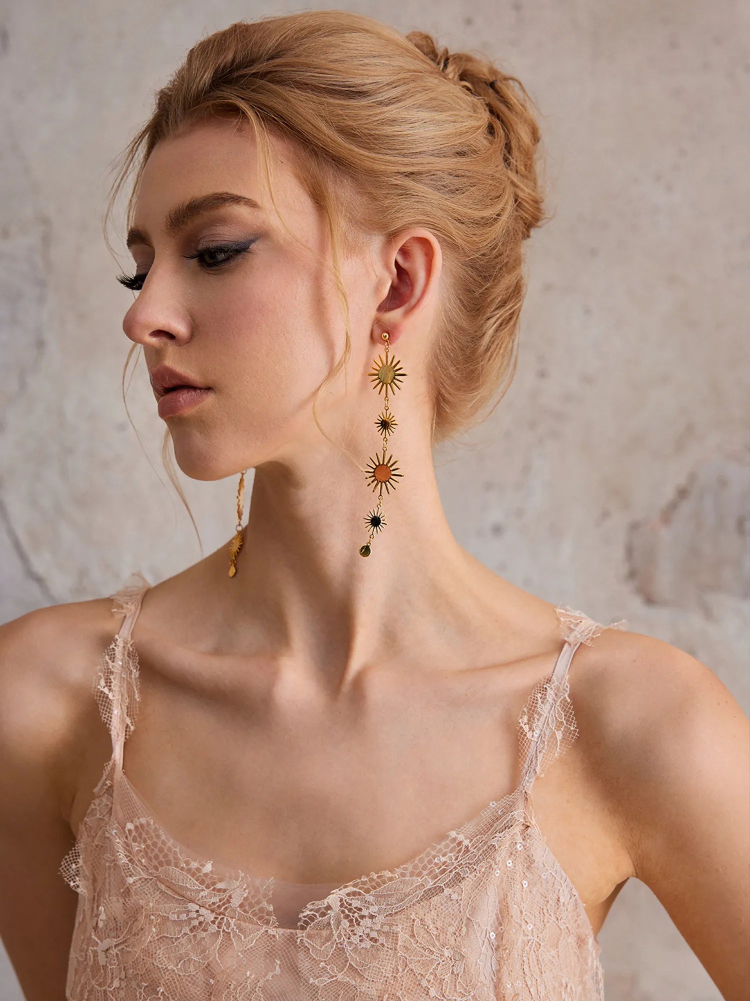 Gold Sun Flower Long Tassel Earrings|NOOSGOP