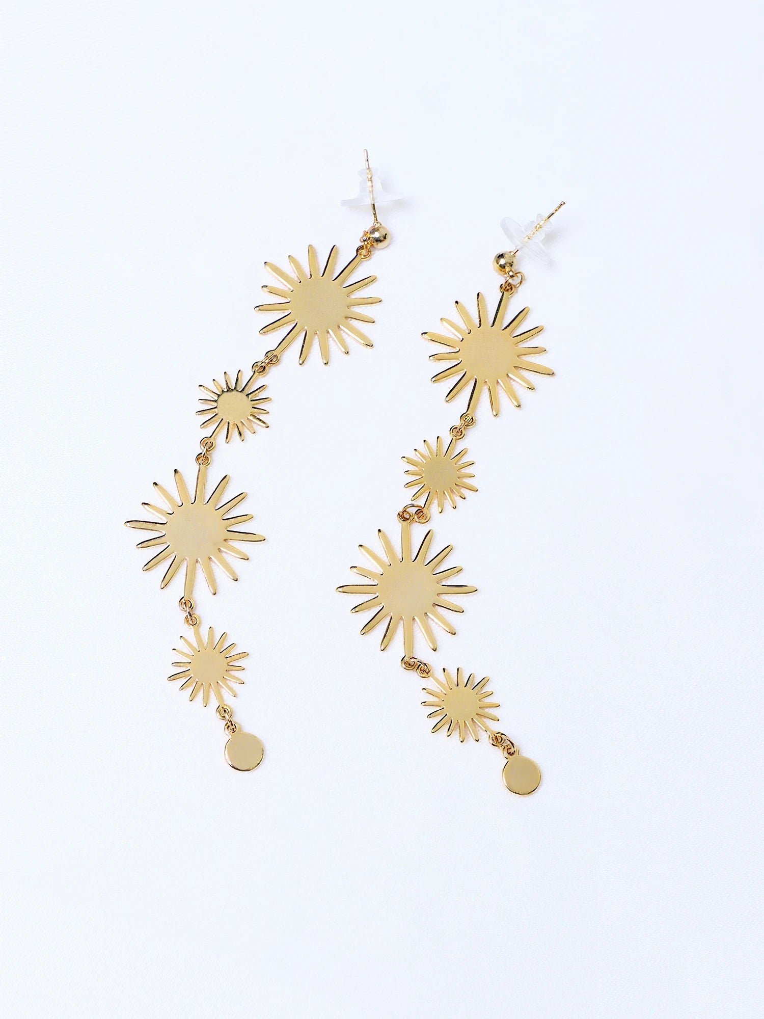 Gold Sun Flower Long Tassel Earrings|NOOSGOP