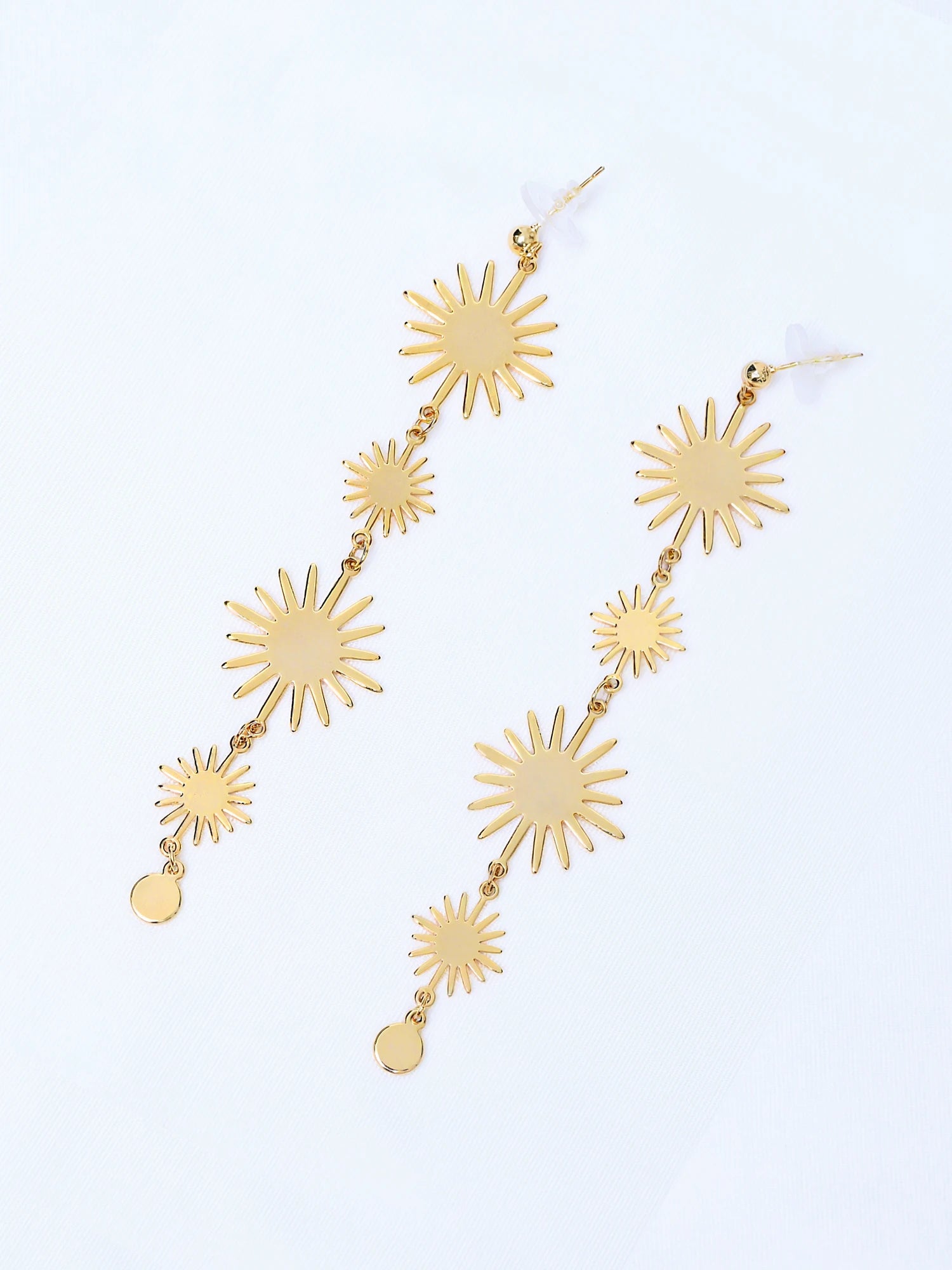 Gold Sun Flower Long Tassel Earrings|NOOSGOP