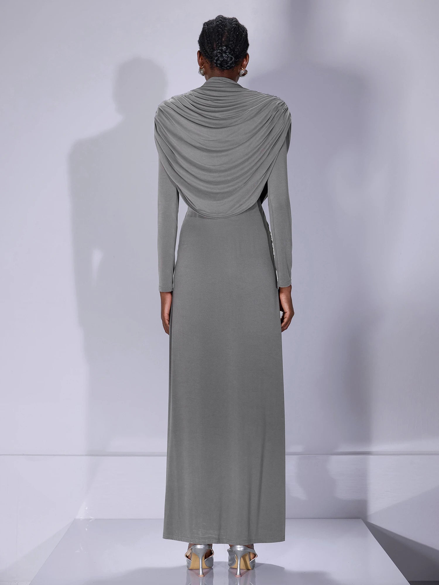 High Neck Ruched Bodycon Maxi Dress|NOOSGOP