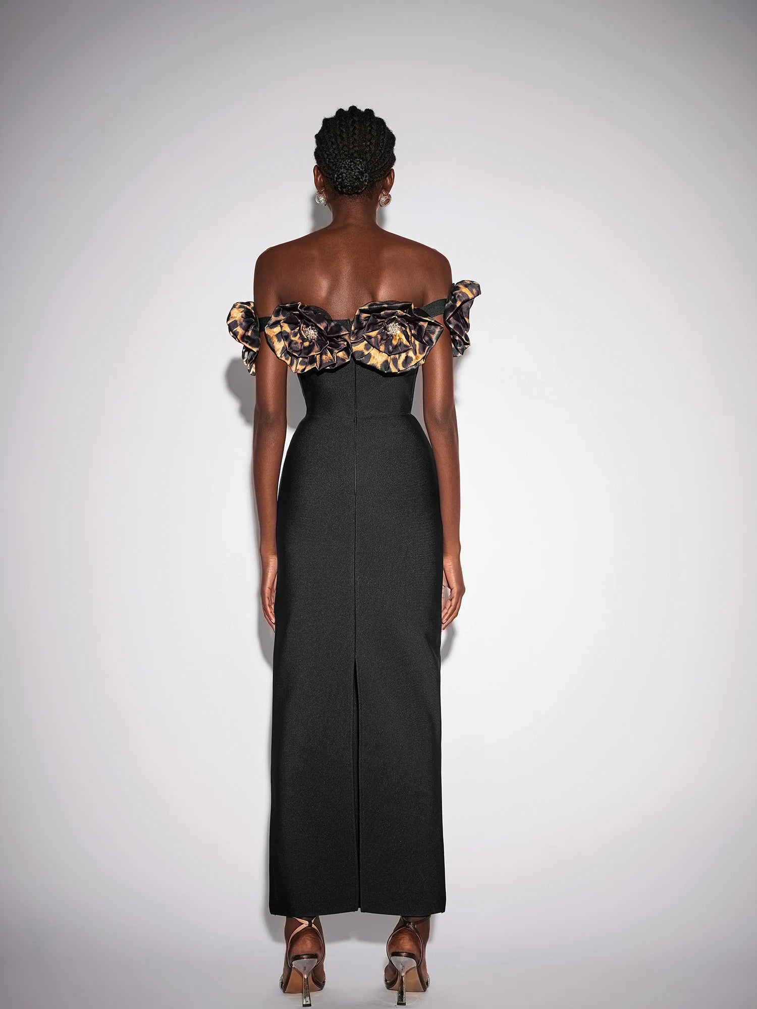 Leopard Floral Rhinestone Bodycon Maxi Dress|NOOSGOP