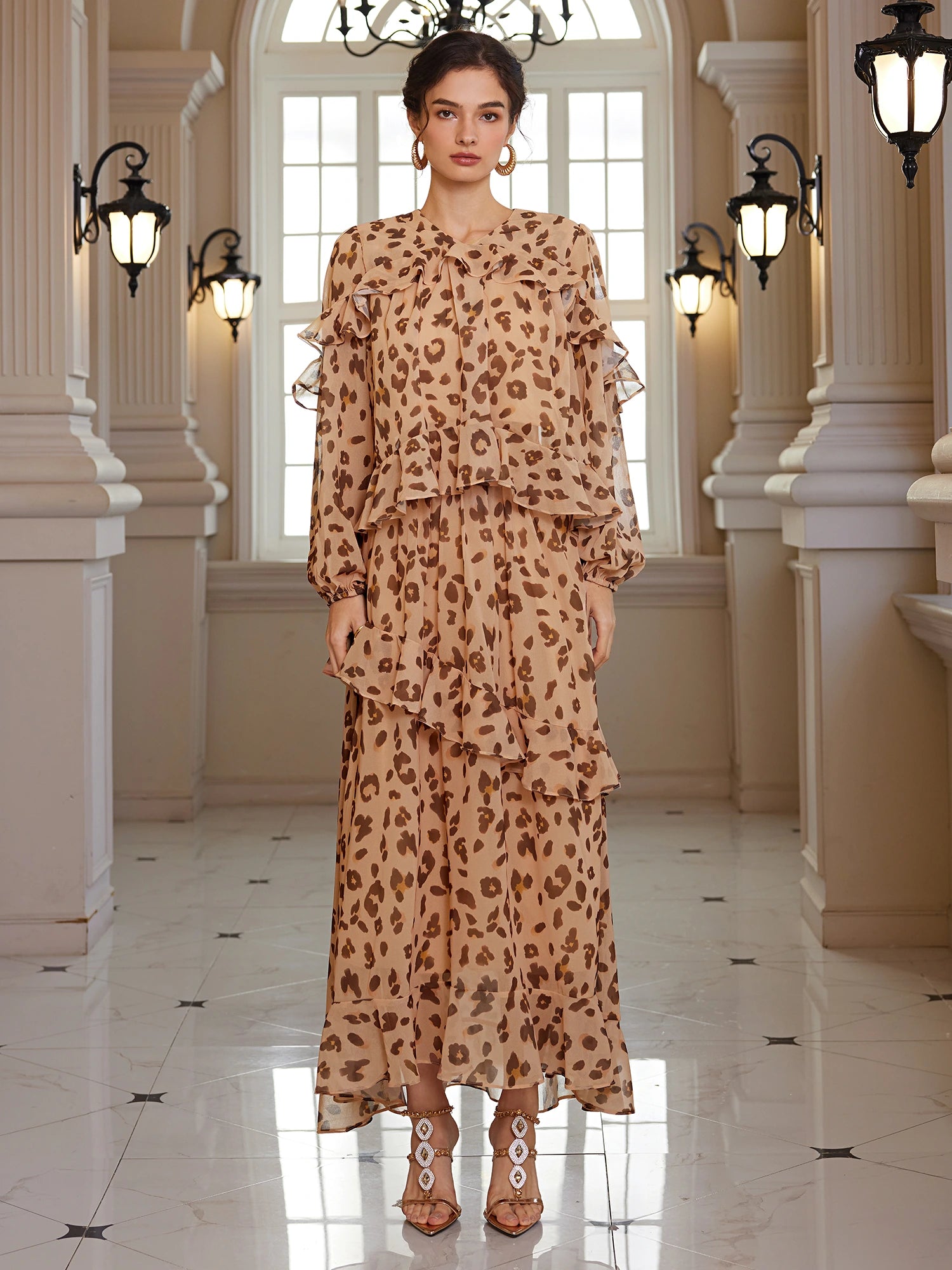 Leopard Print Ruffle Two-Piece Set|NOOSGOP