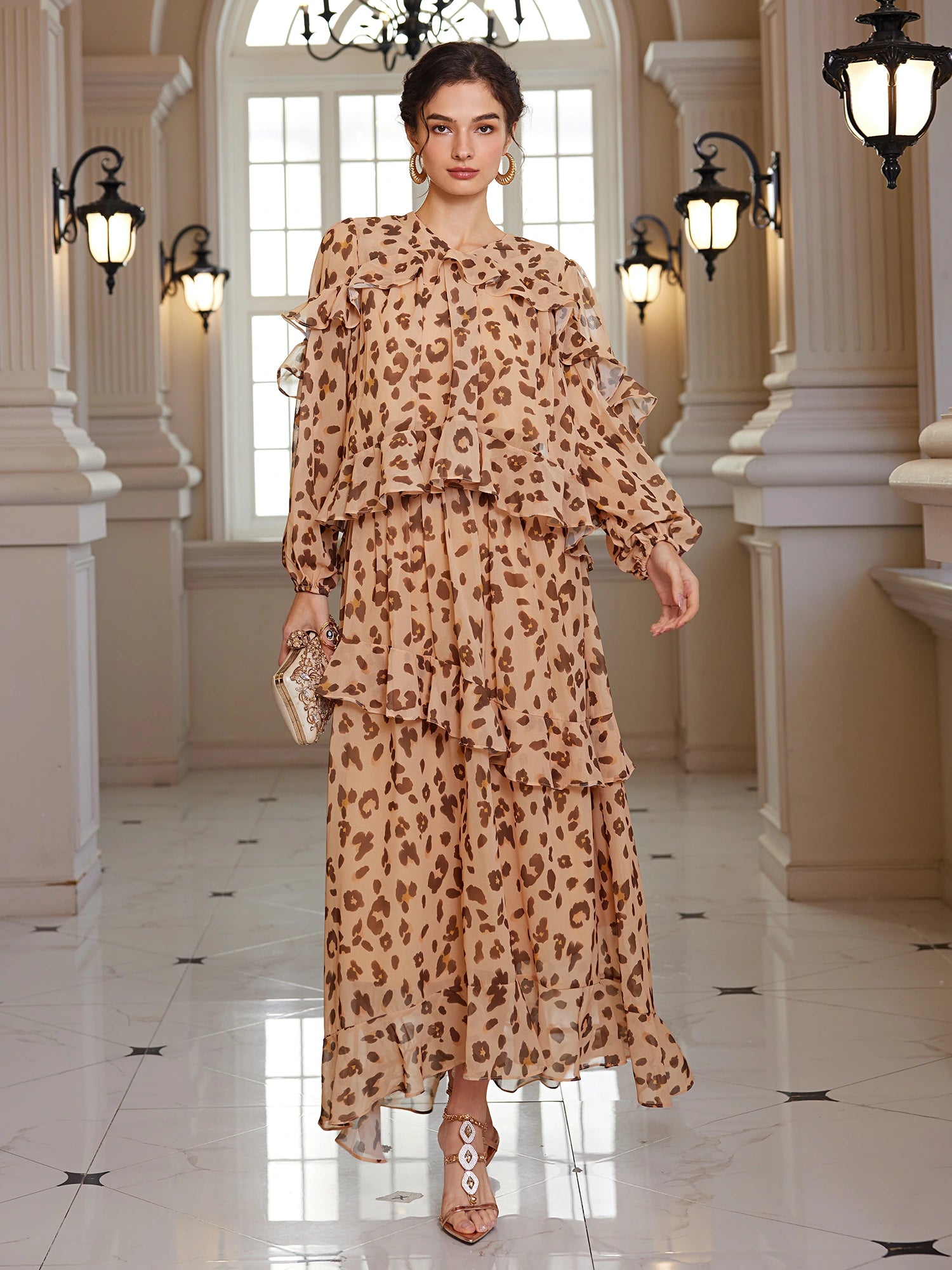 Leopard Print Ruffle Two-Piece Set|NOOSGOP