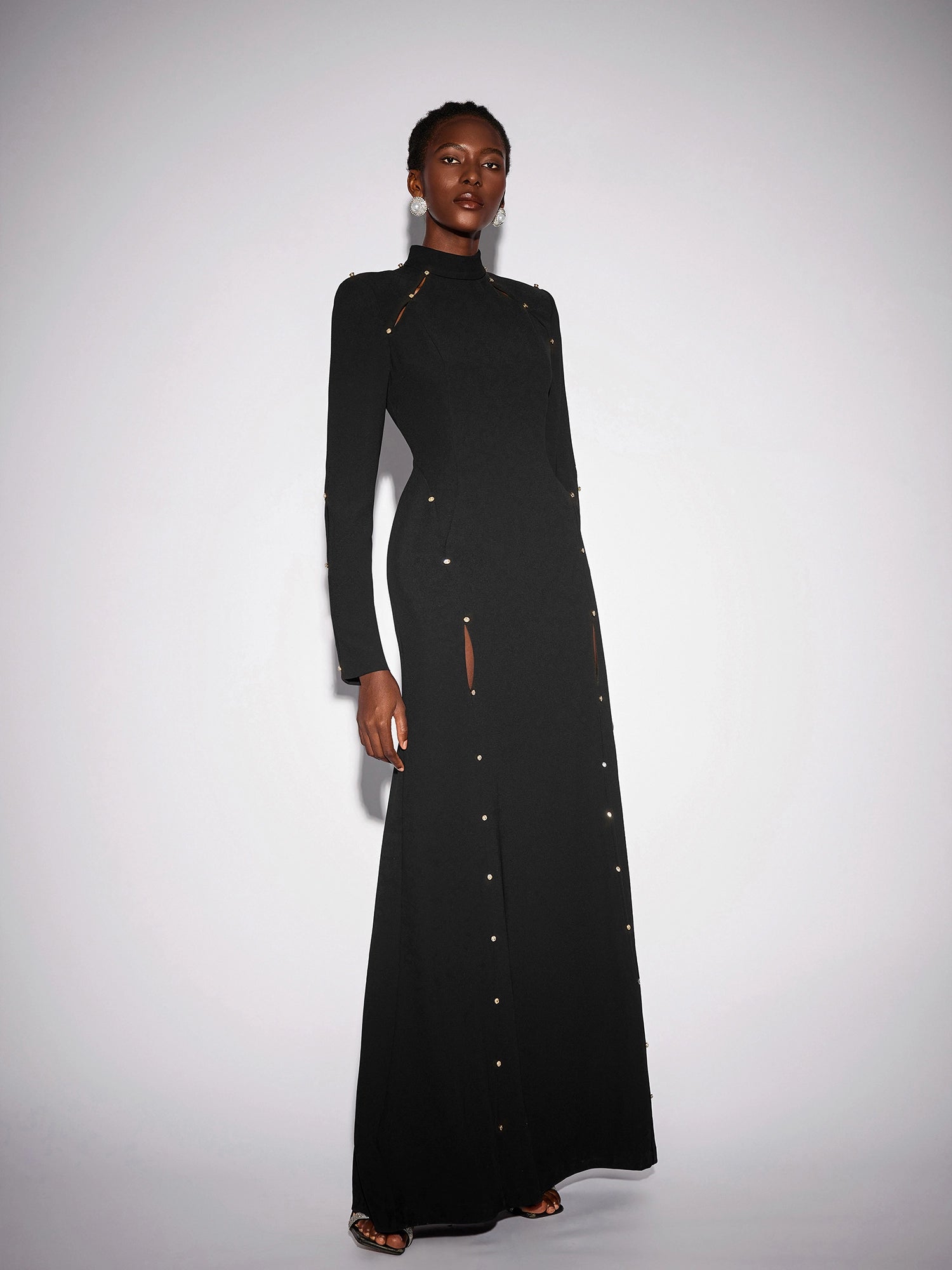 Long Beaded Black Maxi Dress|NOOSGOP