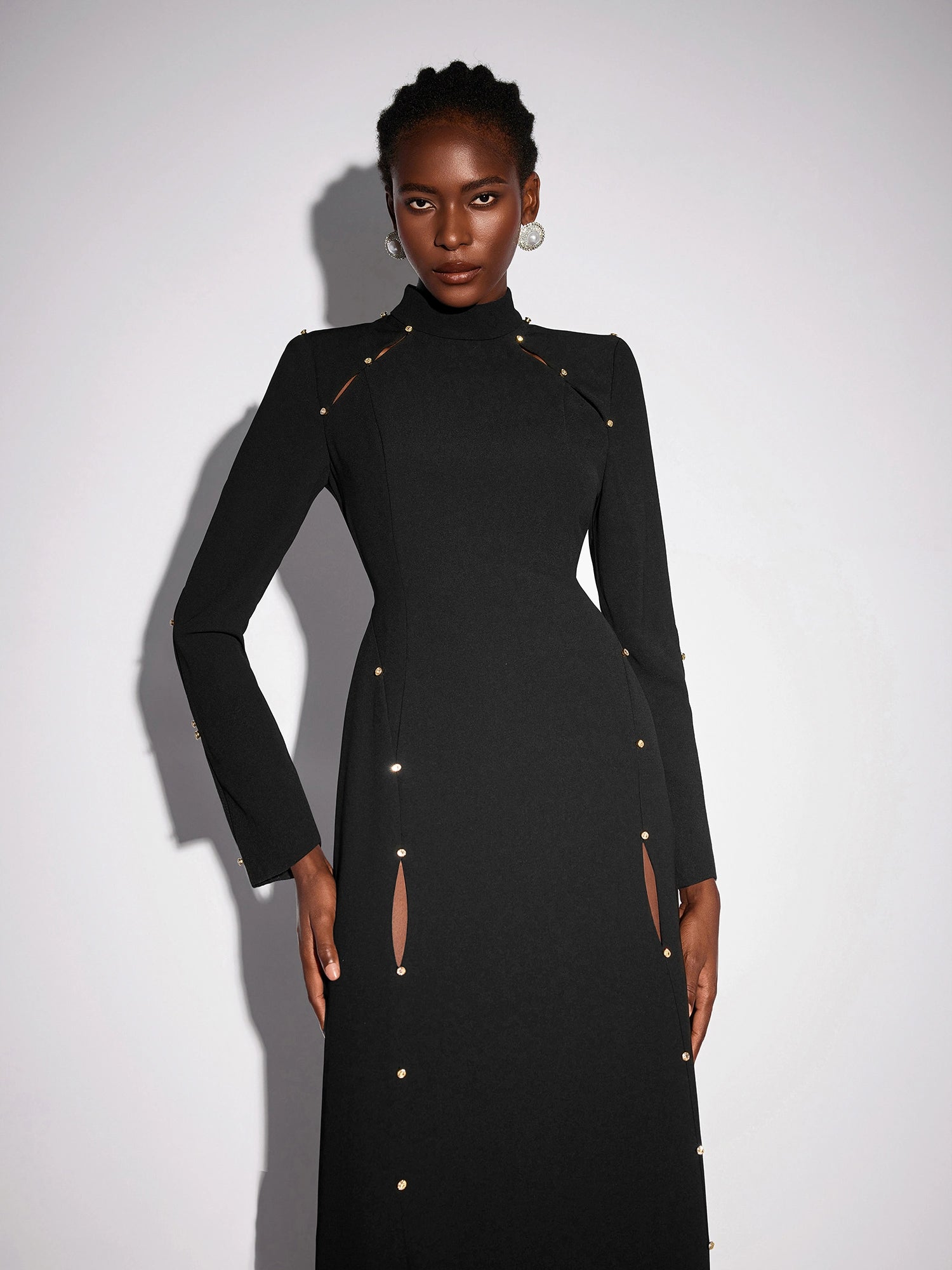 Long Beaded Black Maxi Dress|NOOSGOP