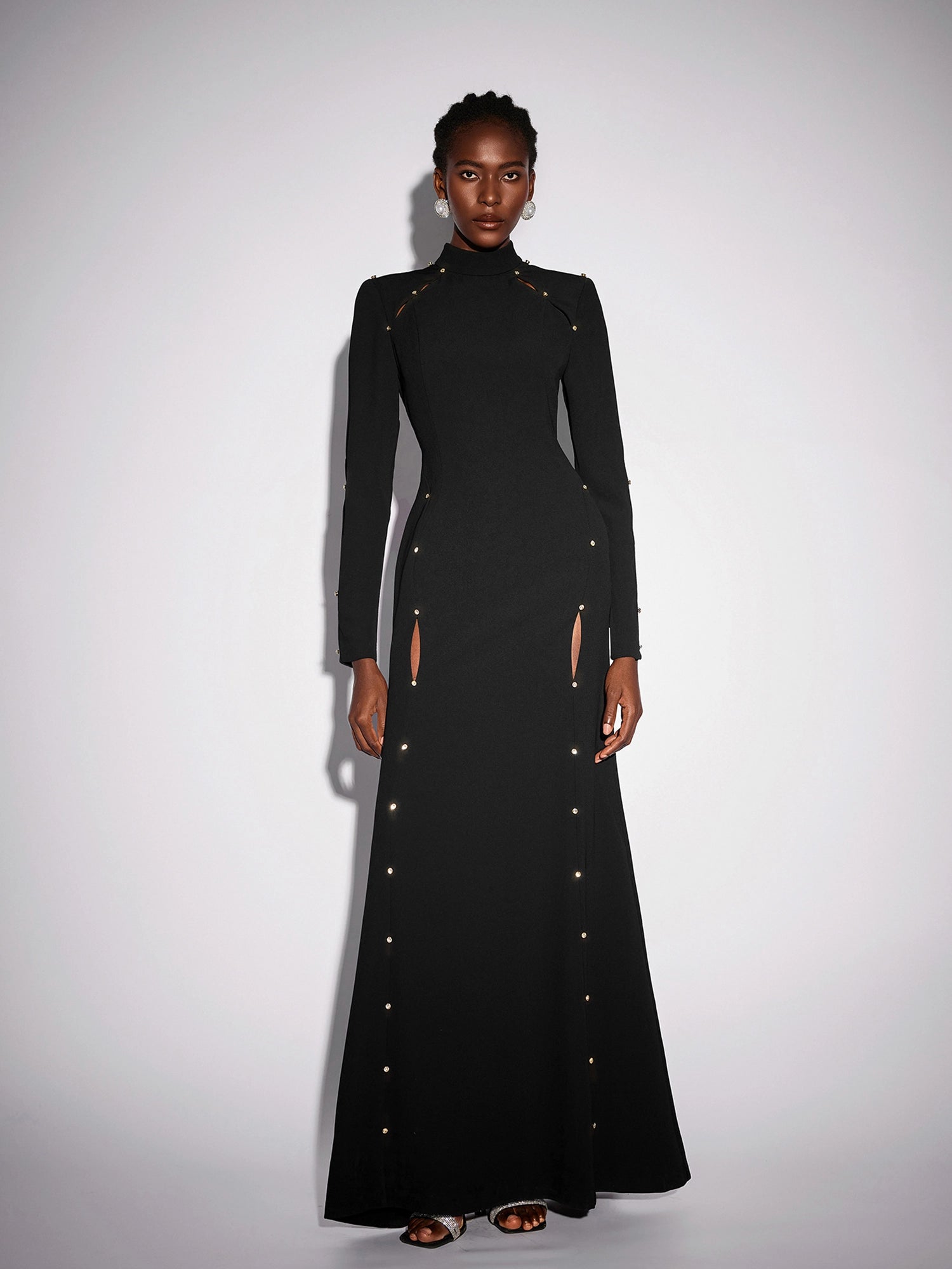 Long Beaded Black Maxi Dress|NOOSGOP